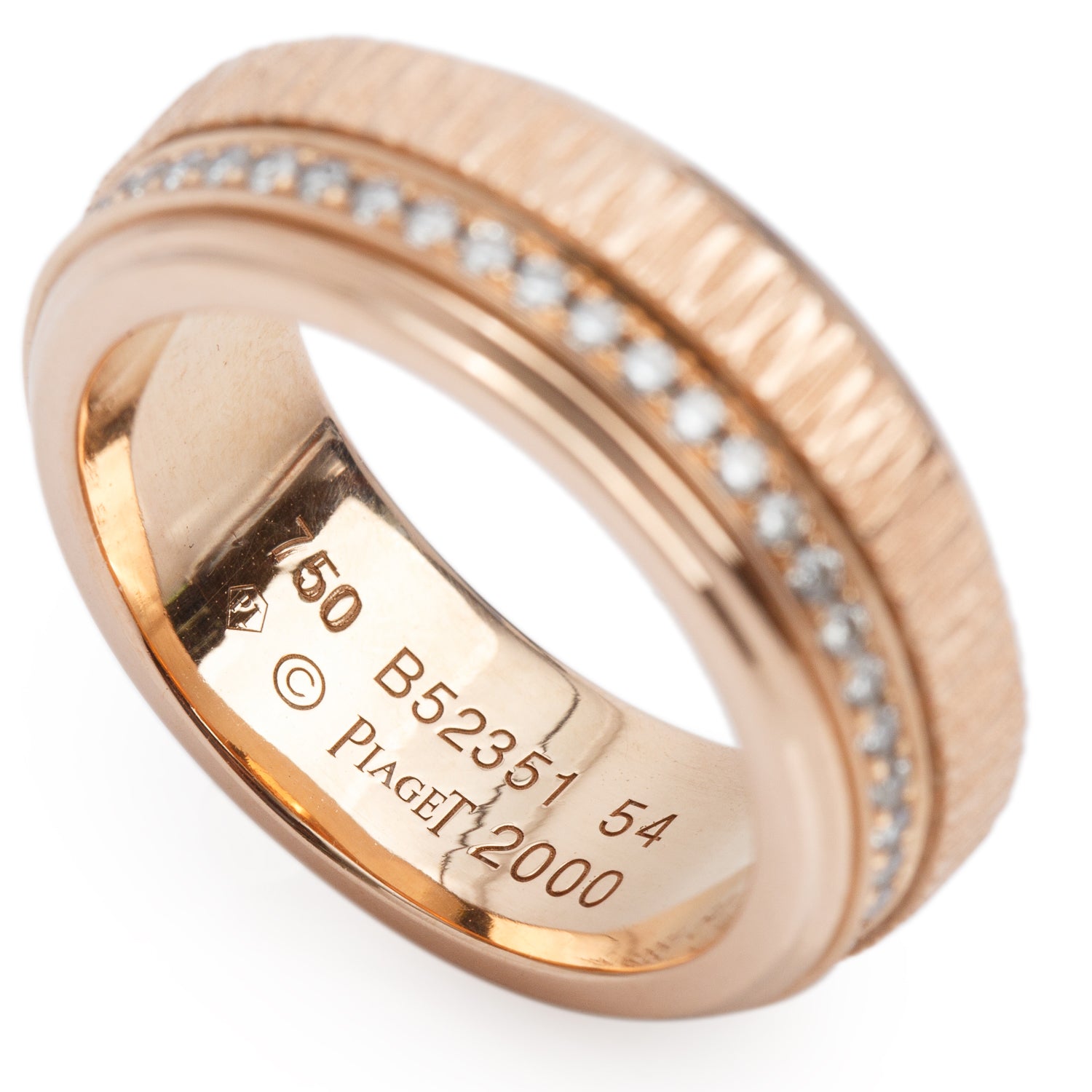 Piaget 18k Rose Gold Possession Diamond "Decor Palace" Band Ring, Size 54 6.5