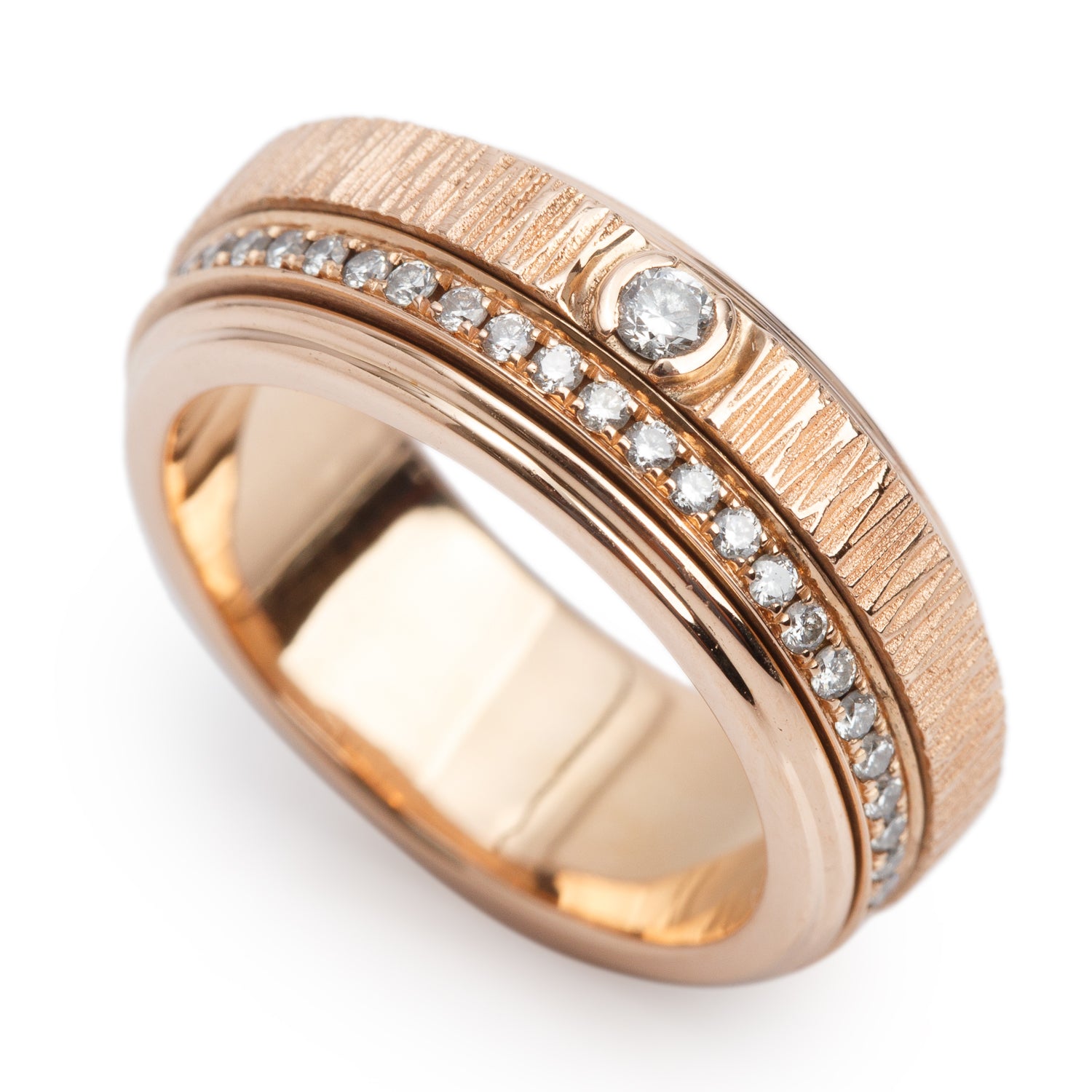 Piaget 18k Rose Gold Possession Diamond "Decor Palace" Band Ring, Size 54 6.5