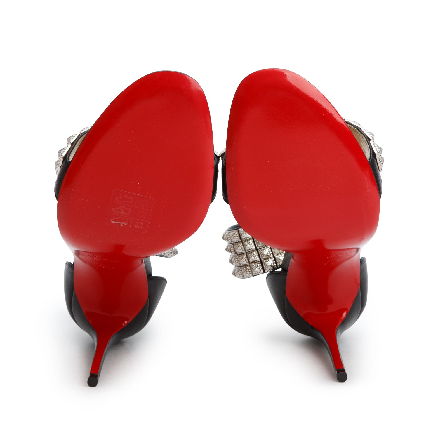 Christian Louboutin Black Nappa Leather Proyadora 100 Studded Sandals, Women's Size 39.5 w/ Box