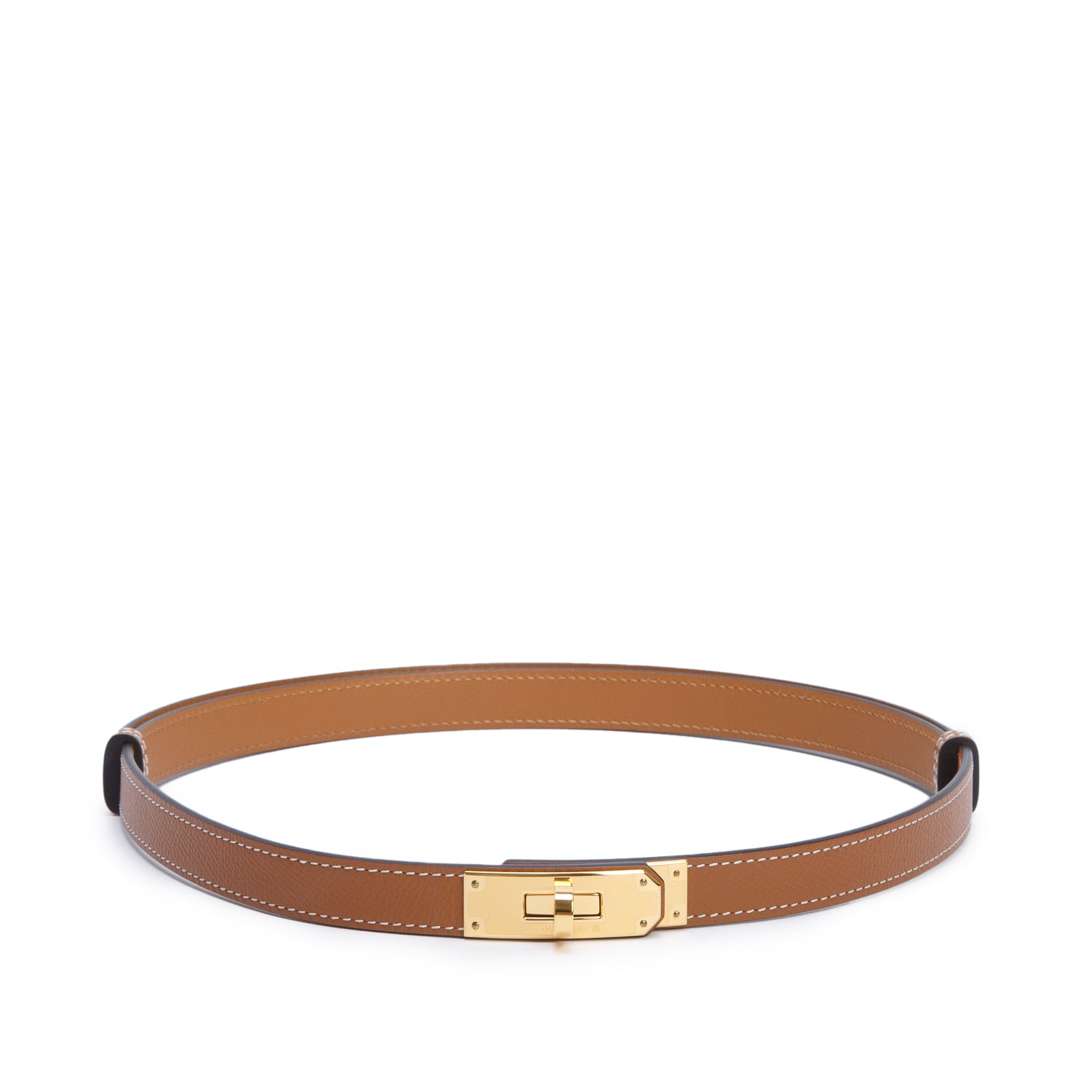 Hermes 2021 Gold Veau Epsom Kelly 18 Belt w/ Box