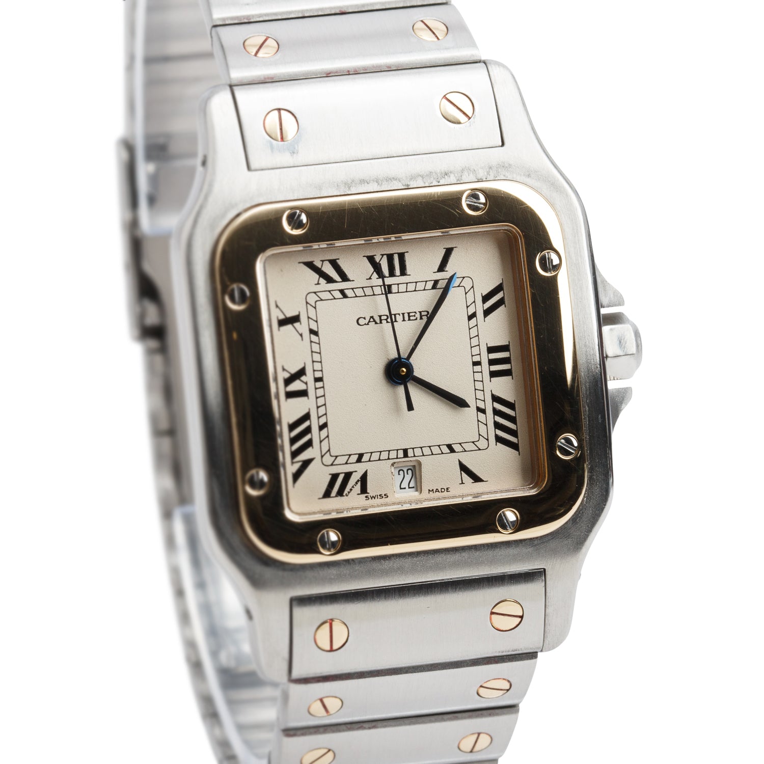 Cartier Stainless Steel & 18k Yellow Gold Santos Galbee Quartz Watch 1566 w/ Box