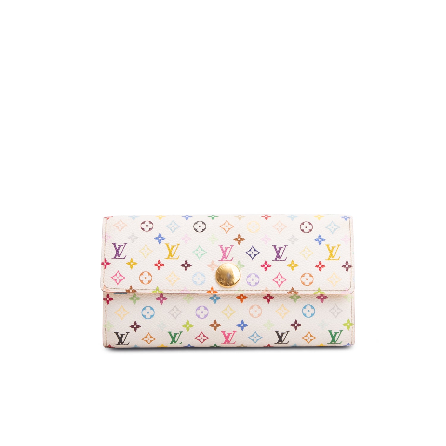 Louis Vuitton White Monogram Multicolor Sarah Wallet w/ Box