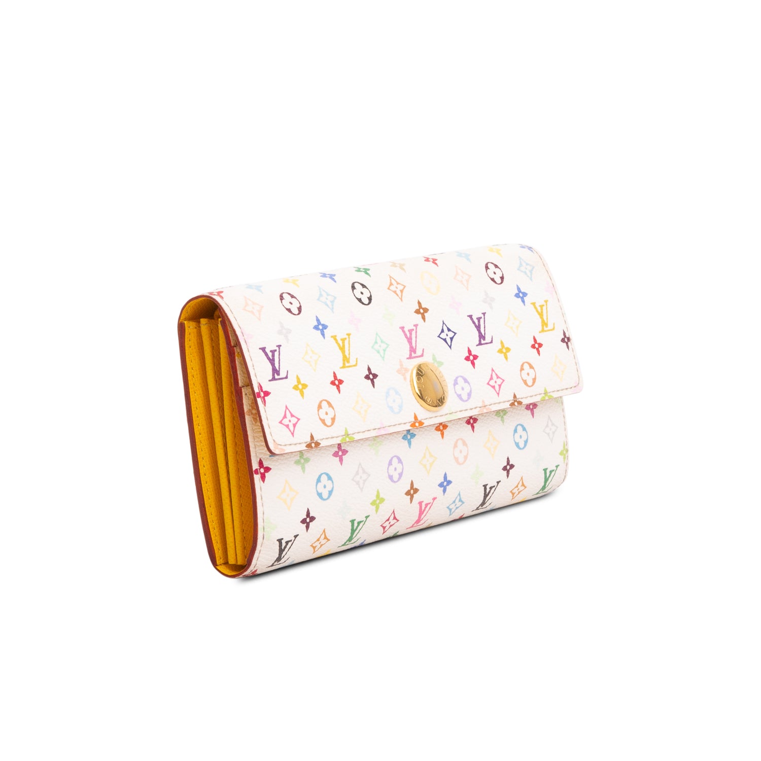 Louis Vuitton White Monogram Multicolor Sarah Wallet w/ Box