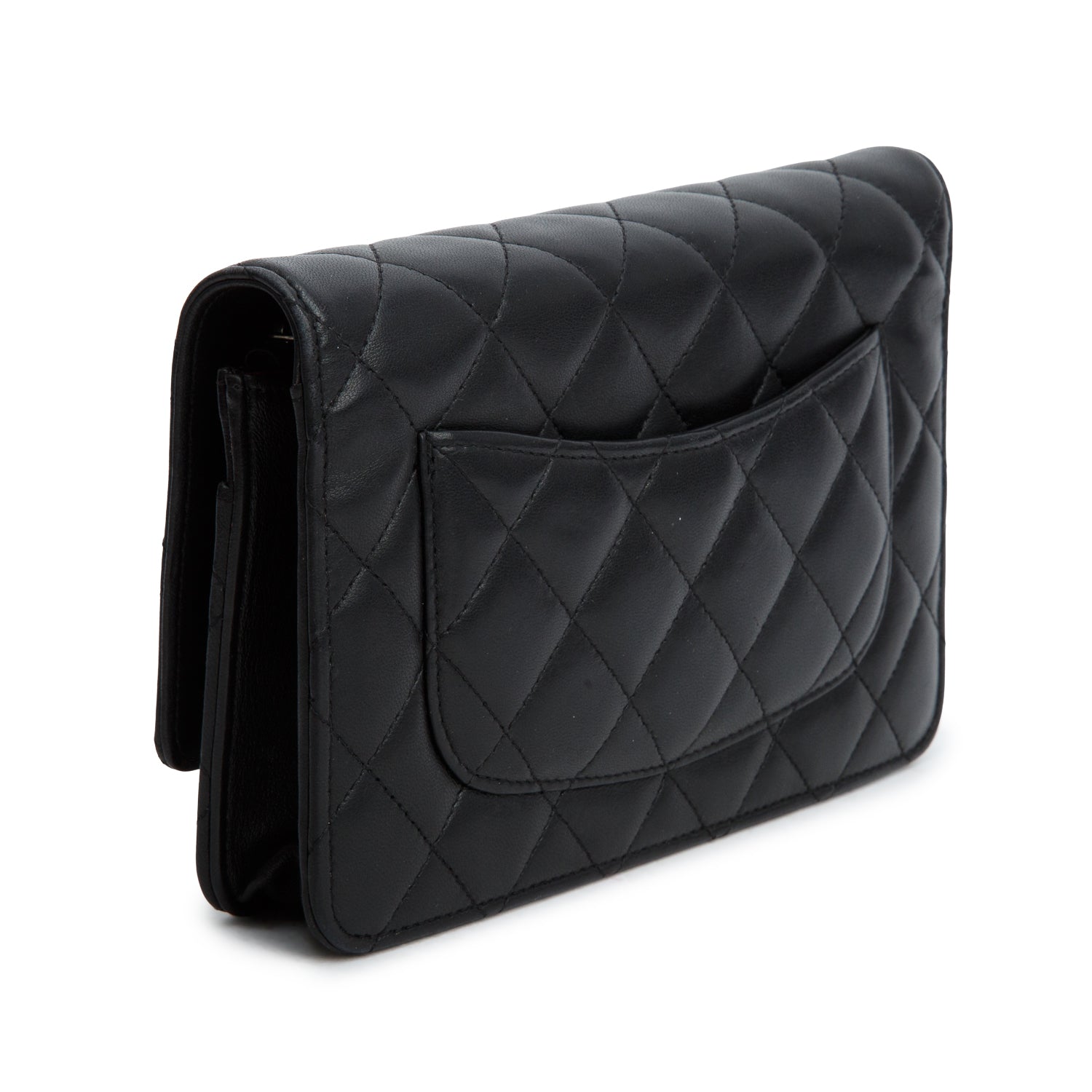 Chanel Black Lambskin Quilted Wallet on Chain WOC