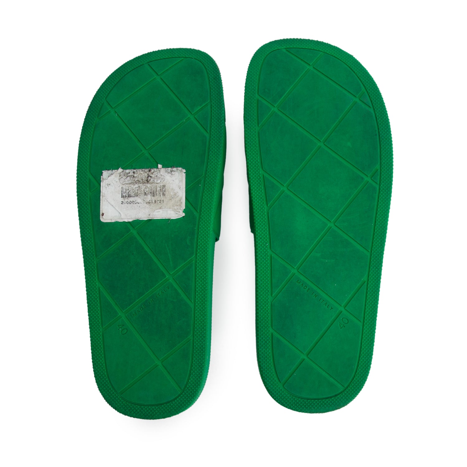 Bottega Veneta Green Quilted Rubber Pool Slide Sandals, Size 40 w/ Box