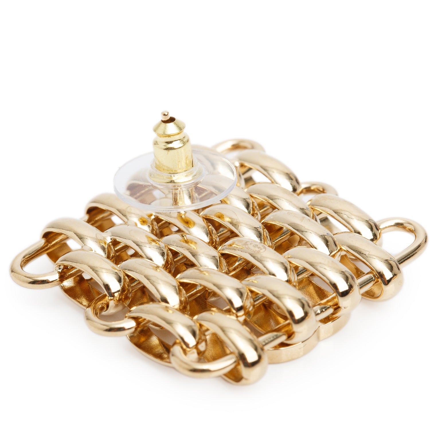 Chanel 2026 Gold-Plated Link CC Drop Earrings w/ Box