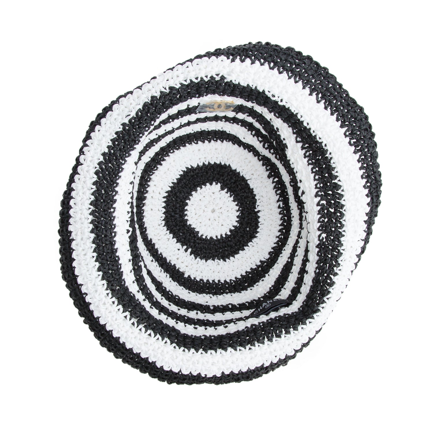 Chanel Black & White Stripe Tweed CC Bucket Hat