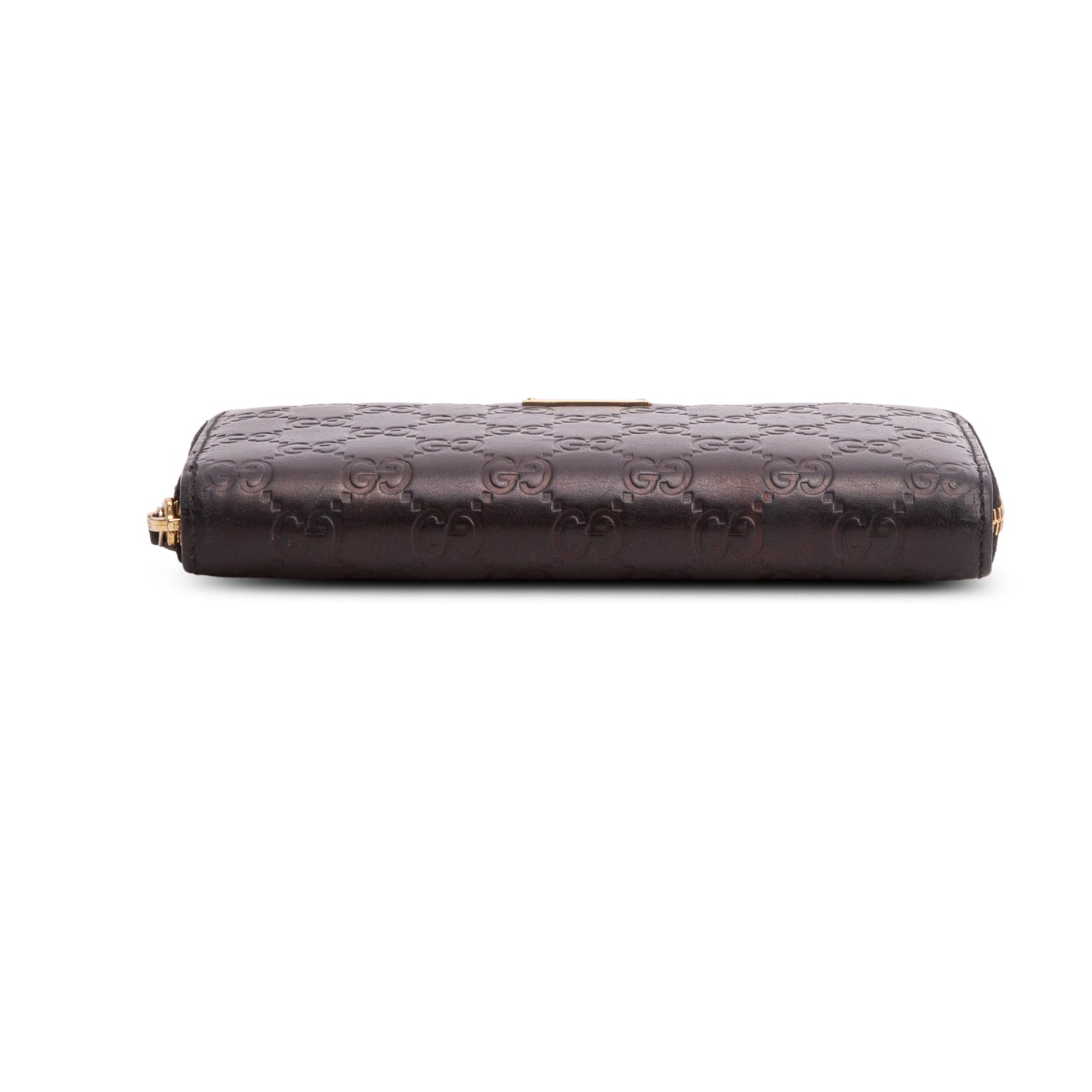 Gucci Black Signature Leather Zip Around Wallet