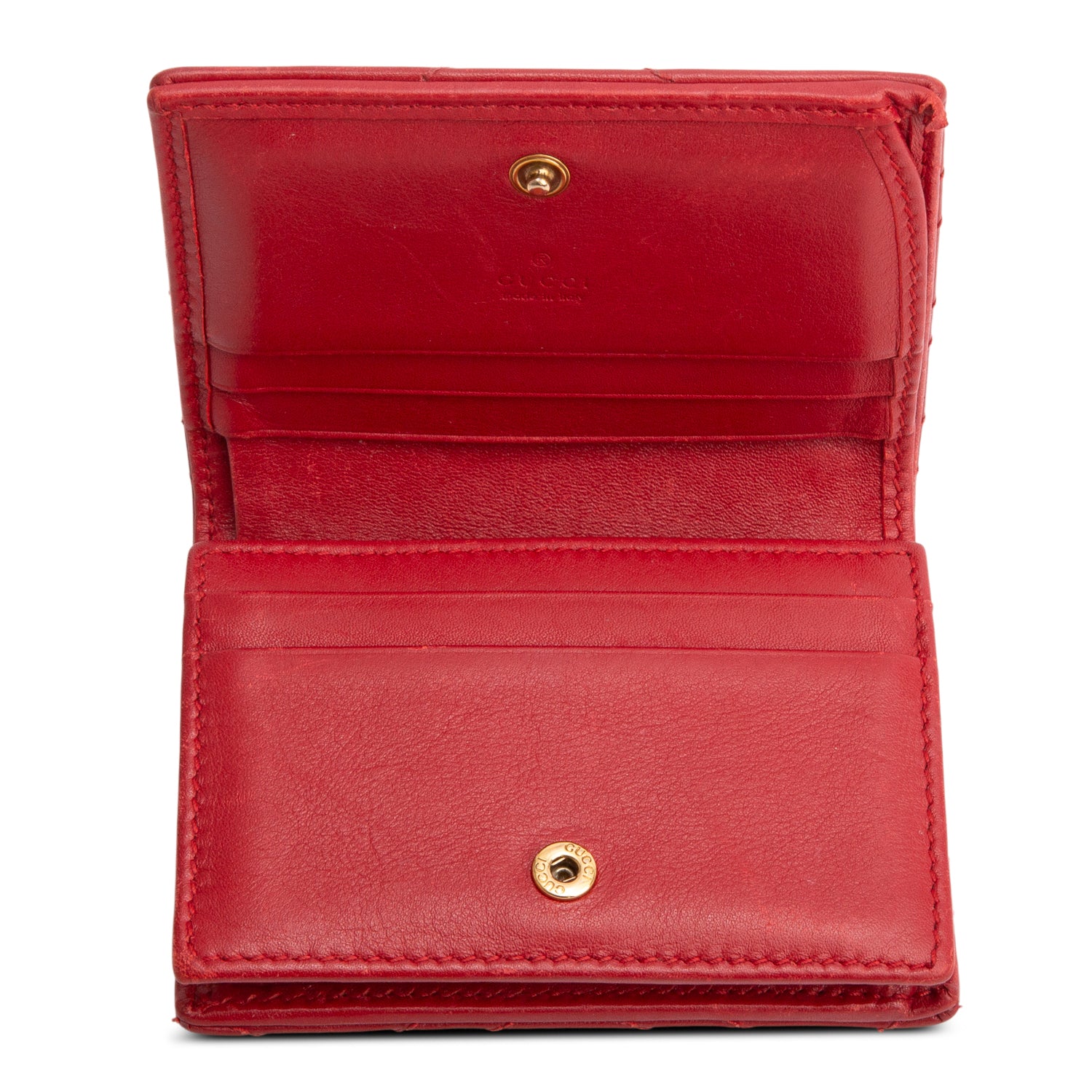 Gucci Red Quilted GG Marmont Leather Card Case Wallet