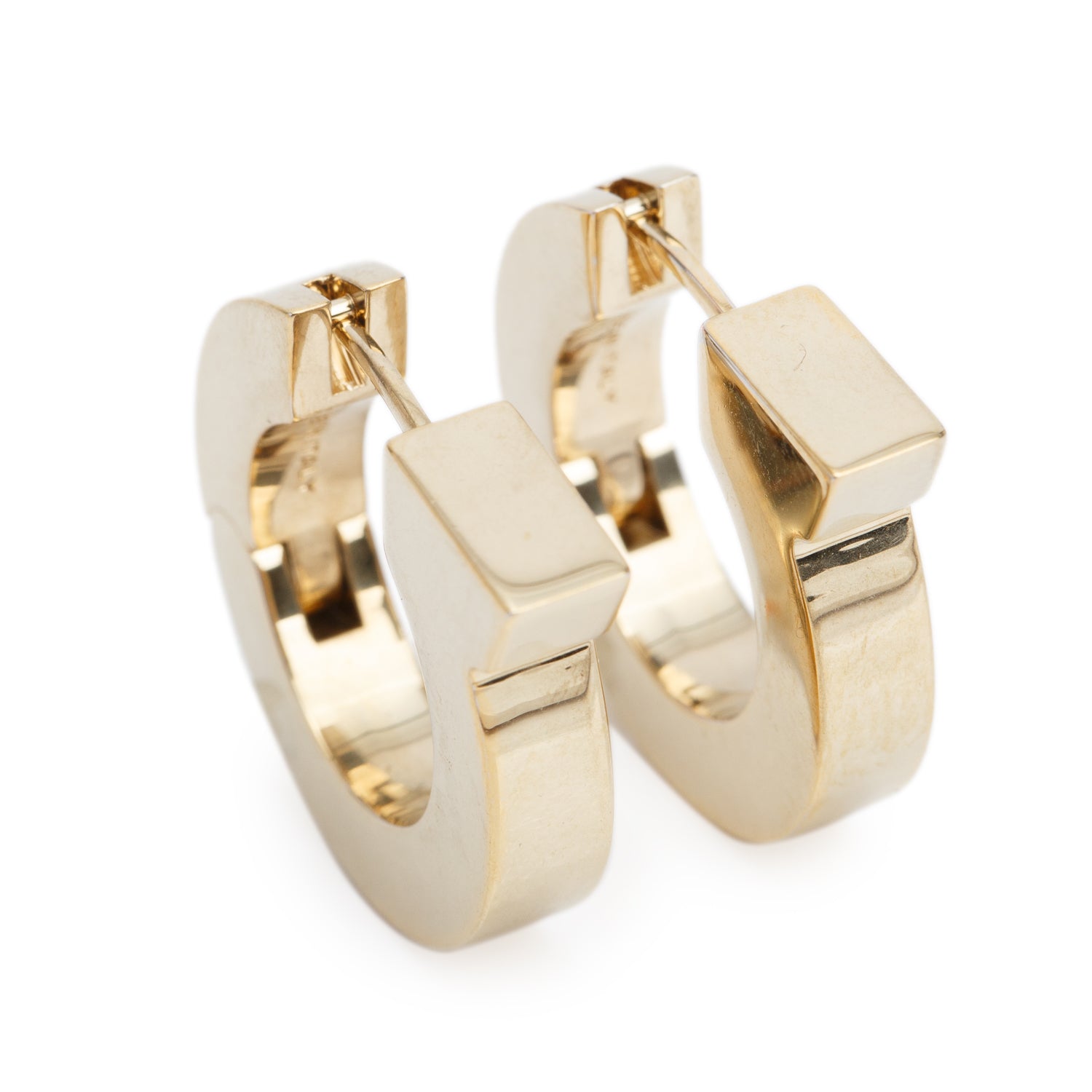 Ferragamo Gold-Plated Ear Gancio F Hoop Earrings w/ Box
