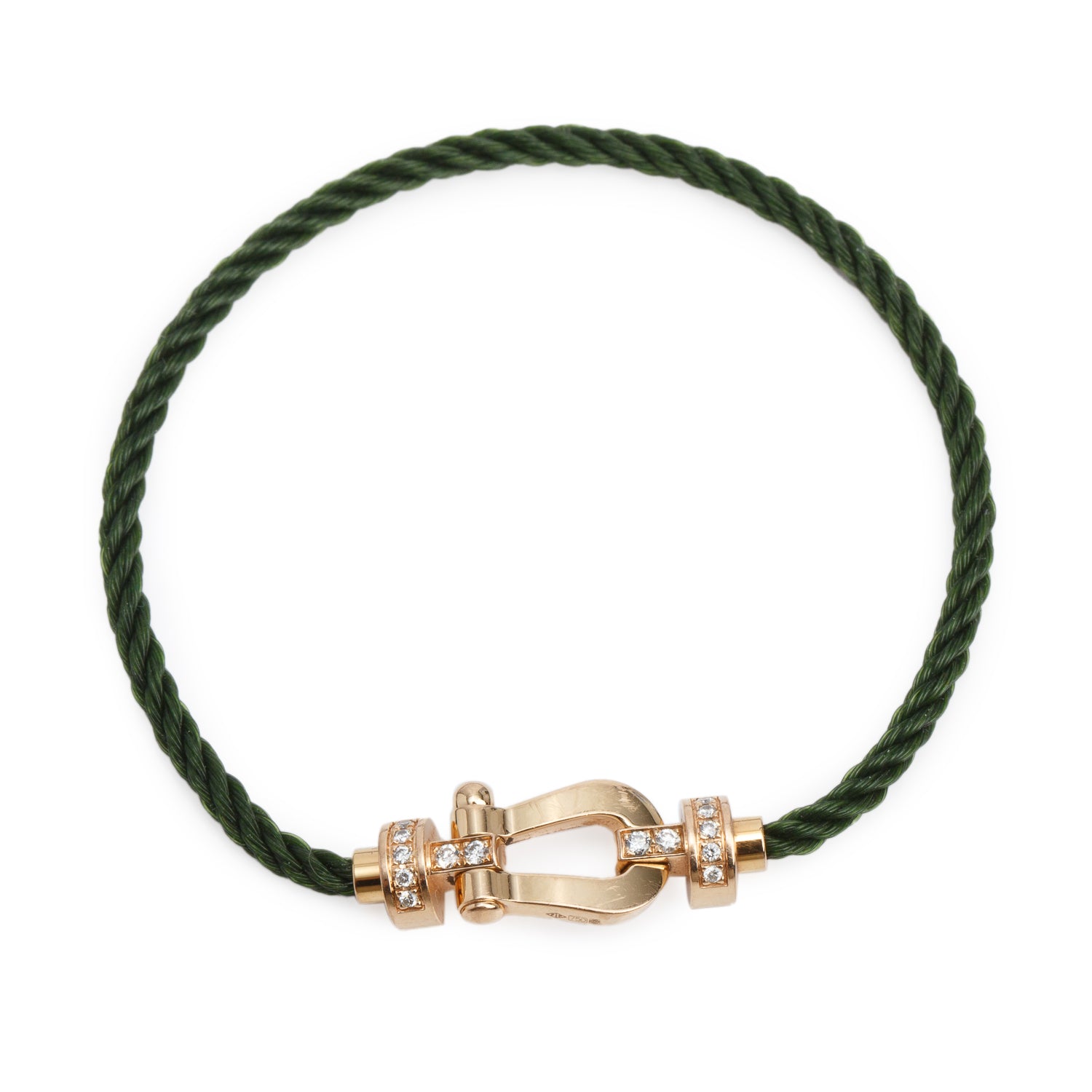 Fred 18k Rose Gold Pave Diamond Medium Cable Force 10 Bracelet, 15 cm