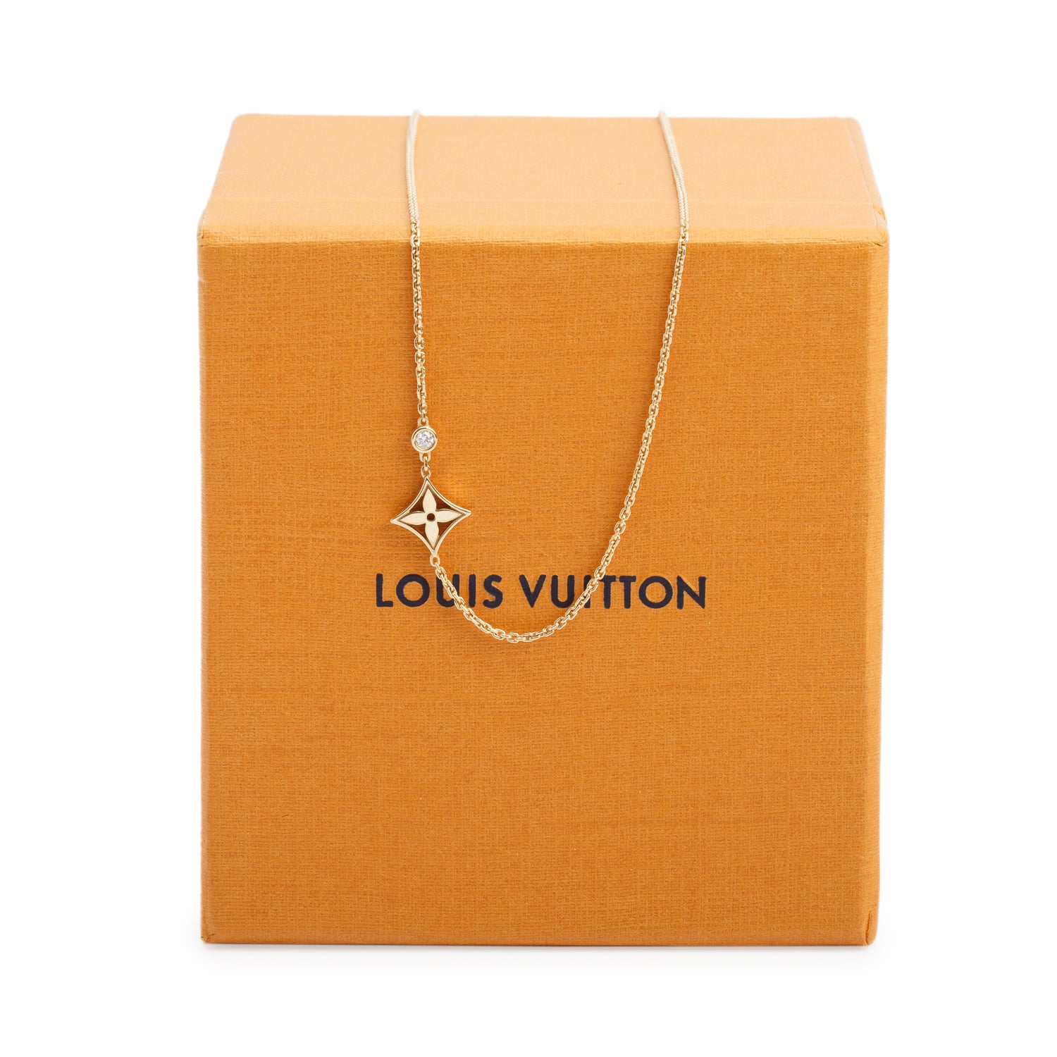 Louis Vuitton 18k Yellow Gold Diamond Idylle Blossom Pendant Necklace w/ Box