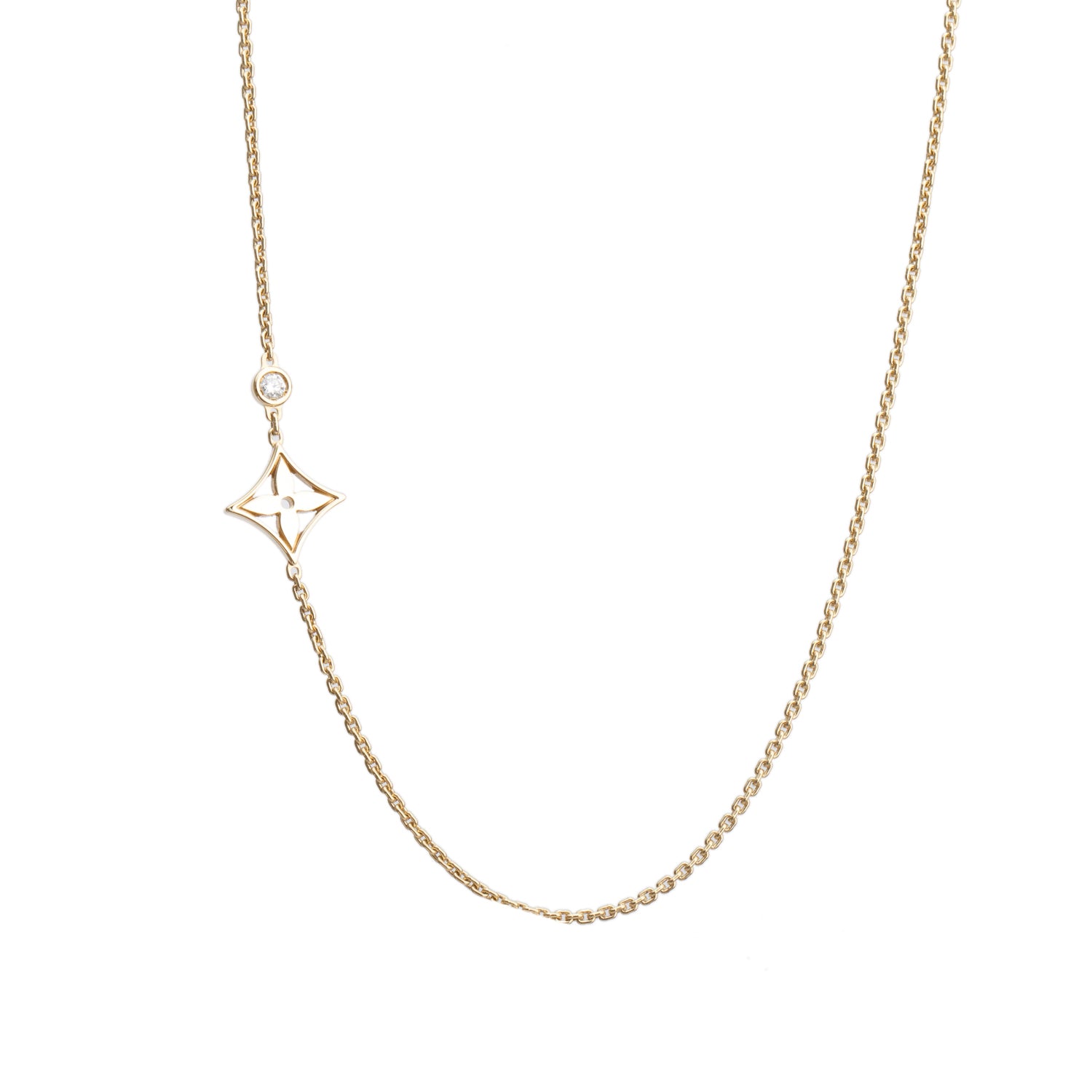 Louis Vuitton 18k Yellow Gold Diamond Idylle Blossom Pendant Necklace w/ Box