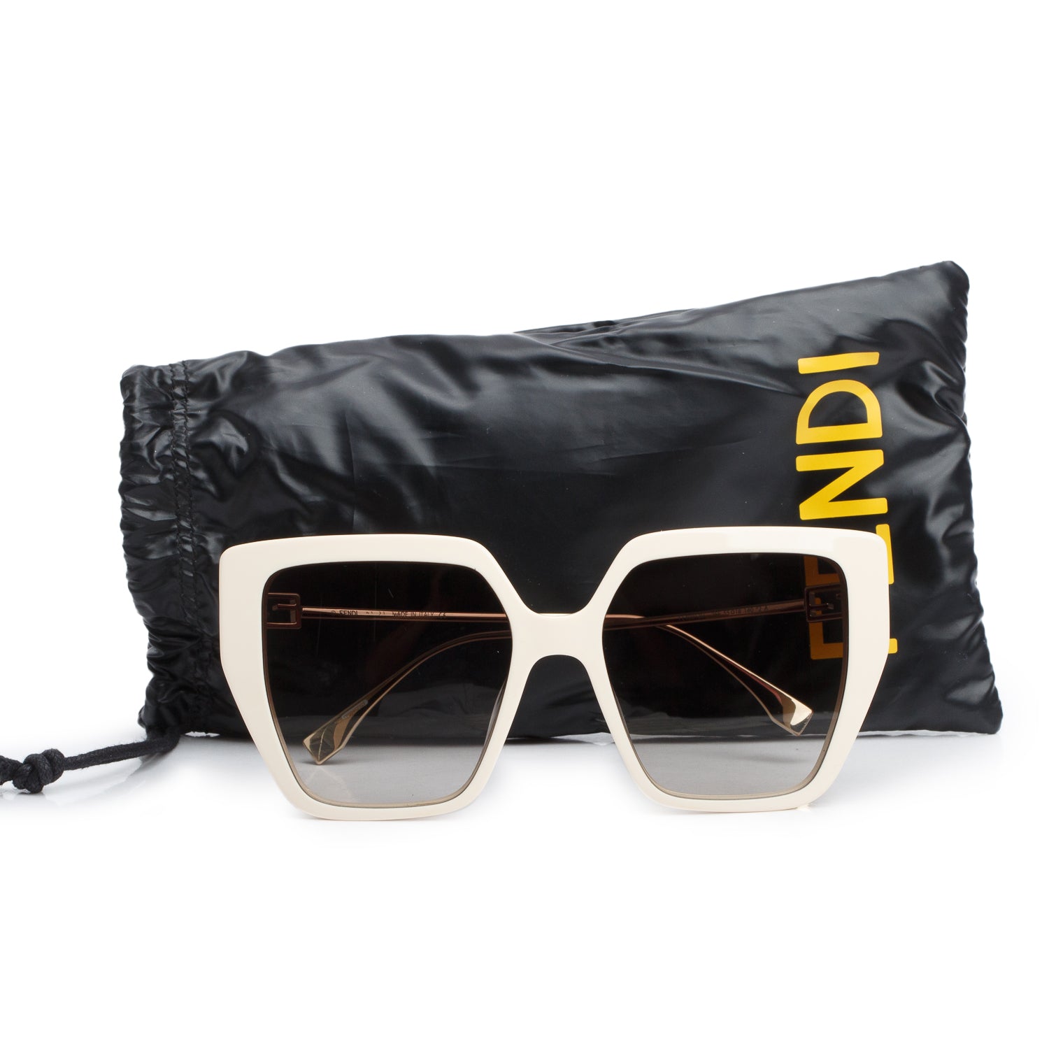 Fendi FE40012U White Oversized Square Sunglasses w/ Pouch