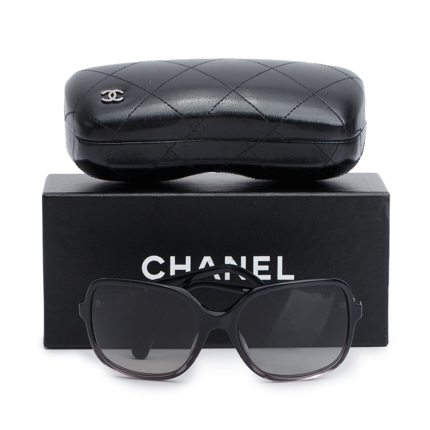 Chanel 5349-A Black Acetate CC Oversized Square Polarized Sunglasses w/ Box & Case