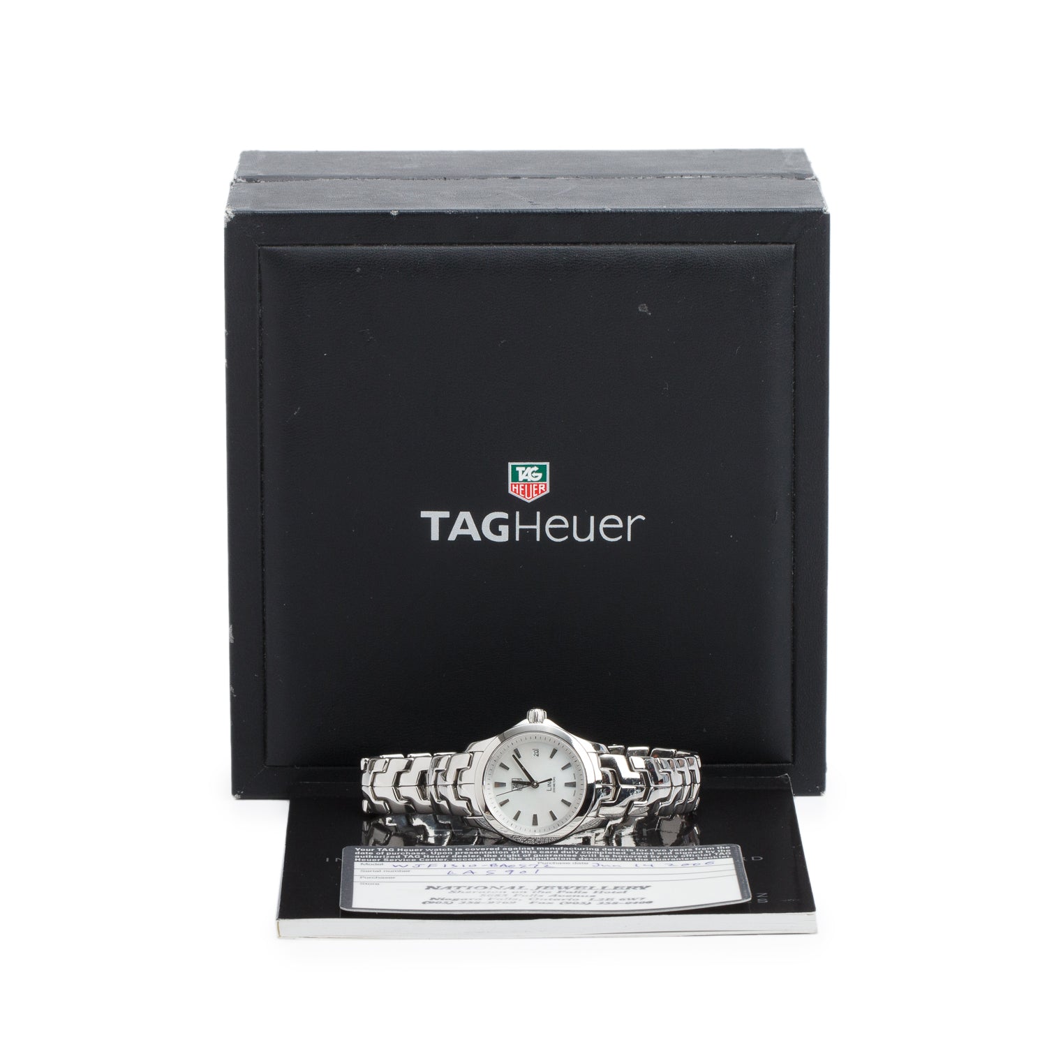 Tag Heuer Stainless Steel Link 27 MM Quartz Watch Mother of Pearl Dial WJF1310 w/ Box & Papers