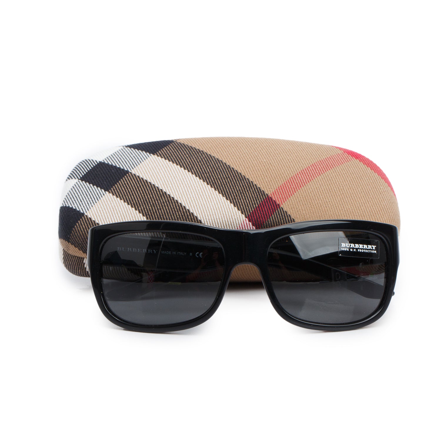 Burberry B 4094 Black Acetate Studded Rectangle Sunglasses w/ Case