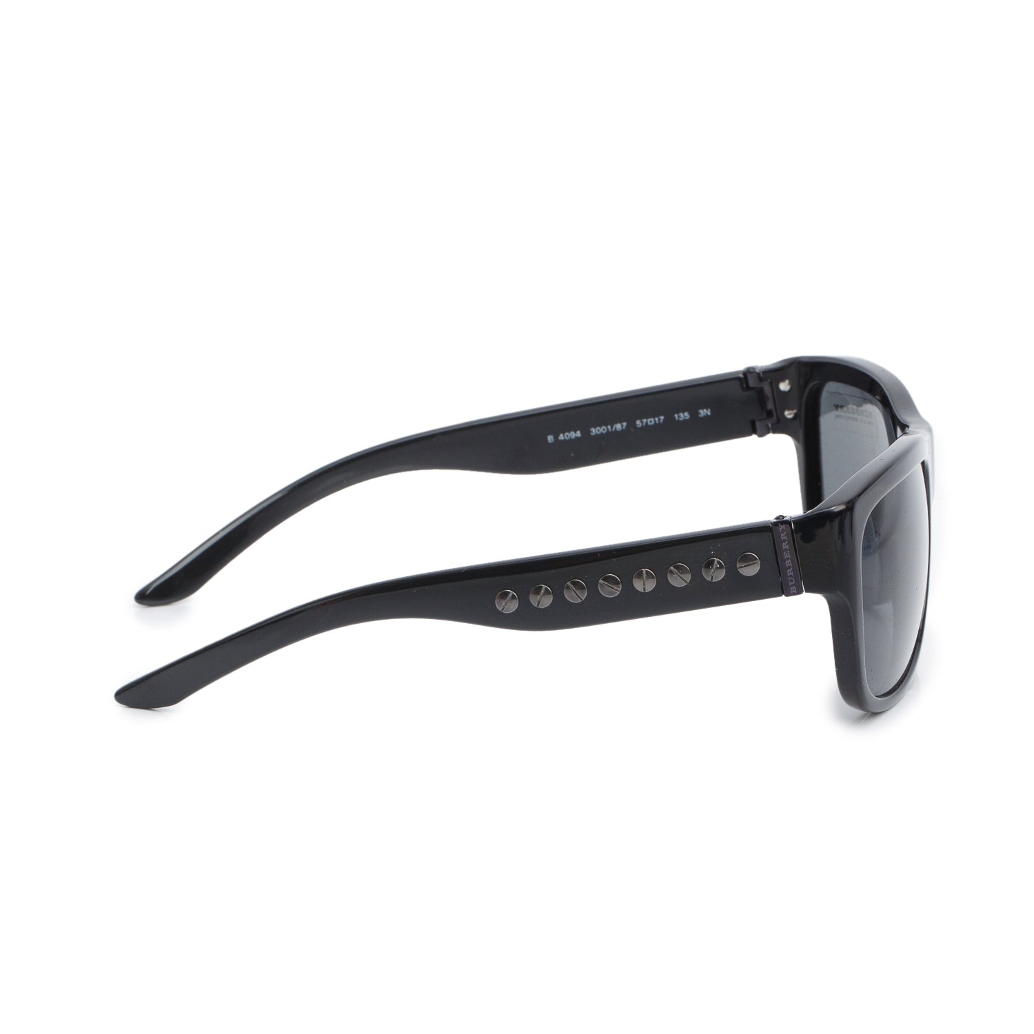 Burberry B 4094 Black Acetate Studded Rectangle Sunglasses w/ Case