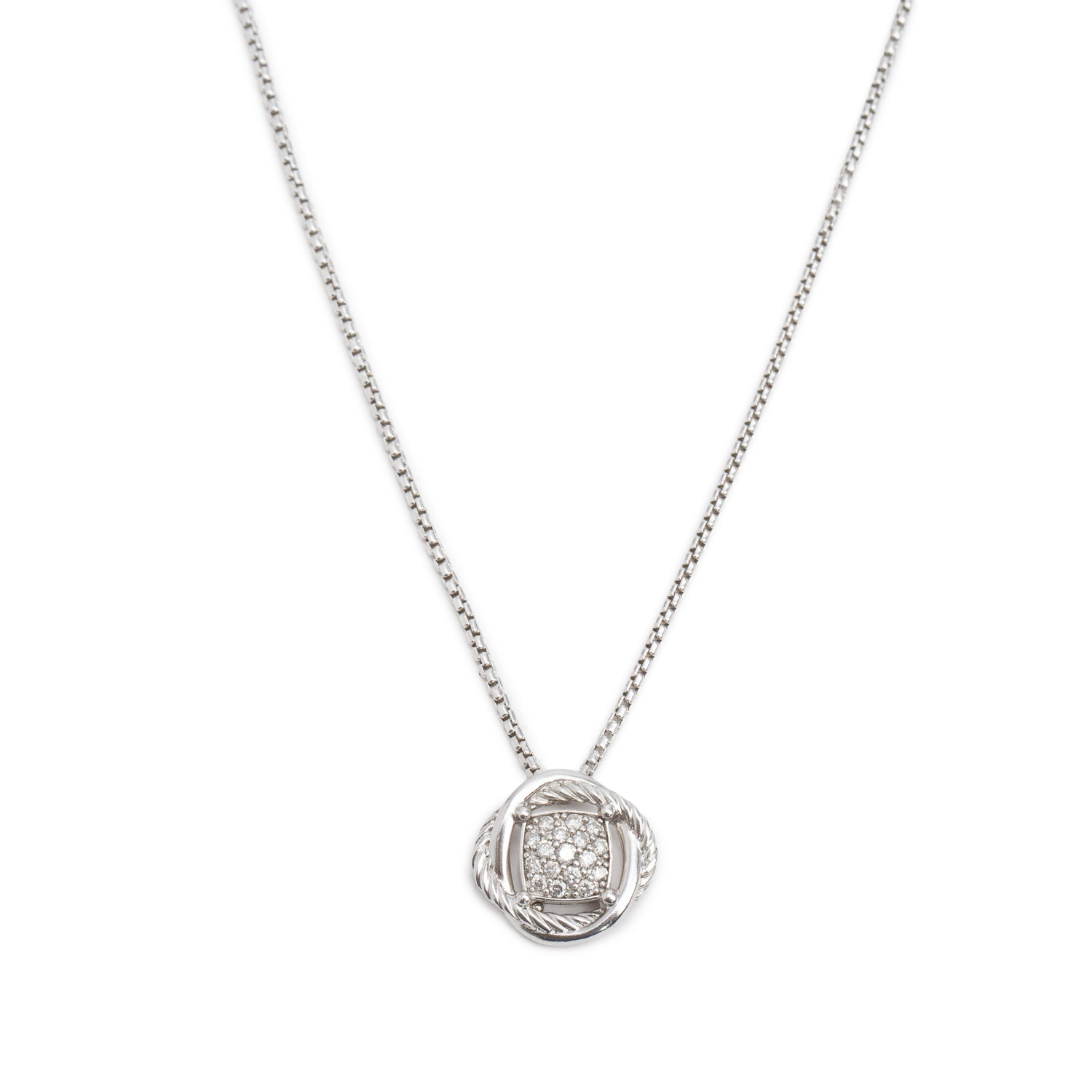 David Yurman Sterling Diamond Infinity Pendant Necklace