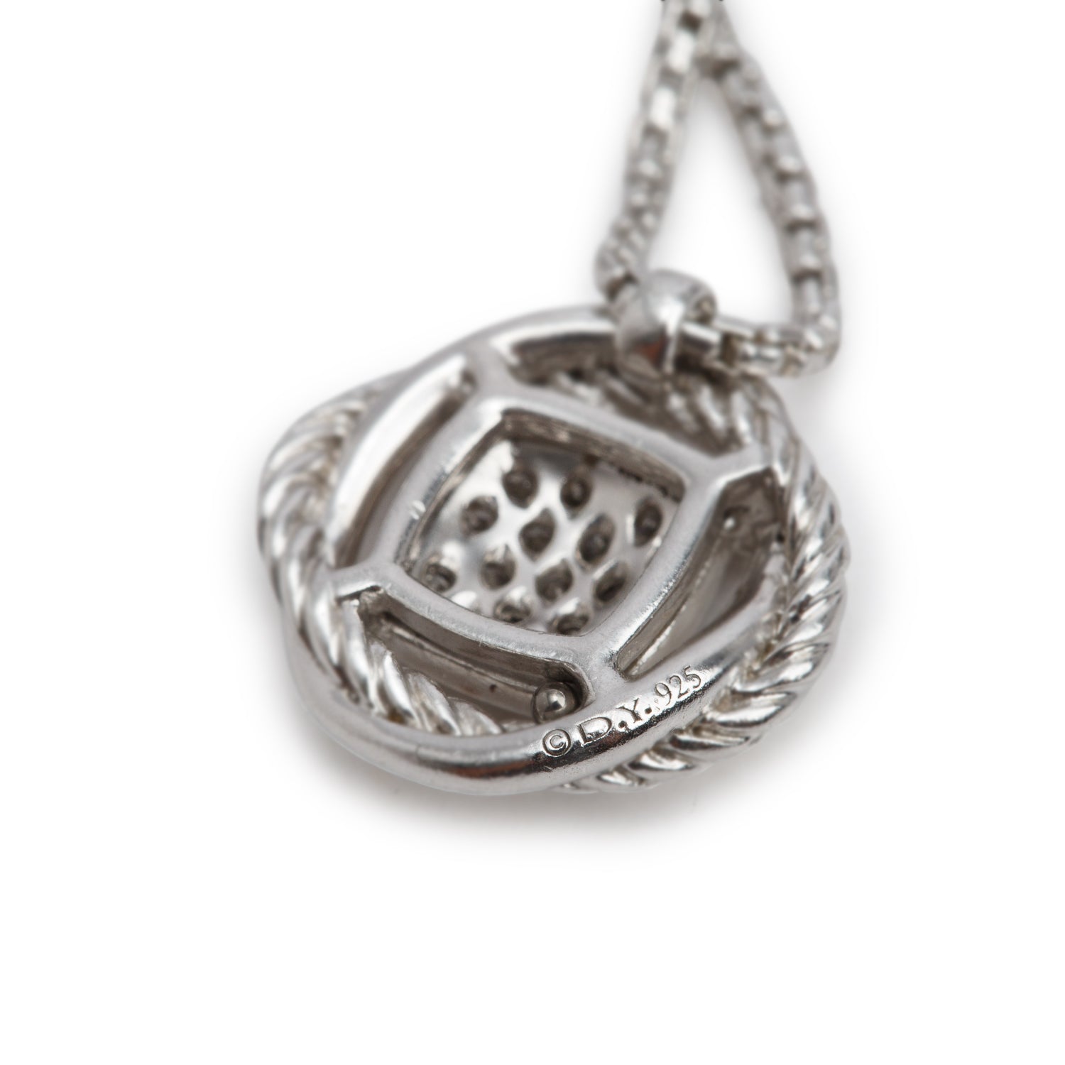 David Yurman Sterling Diamond Infinity Pendant Necklace