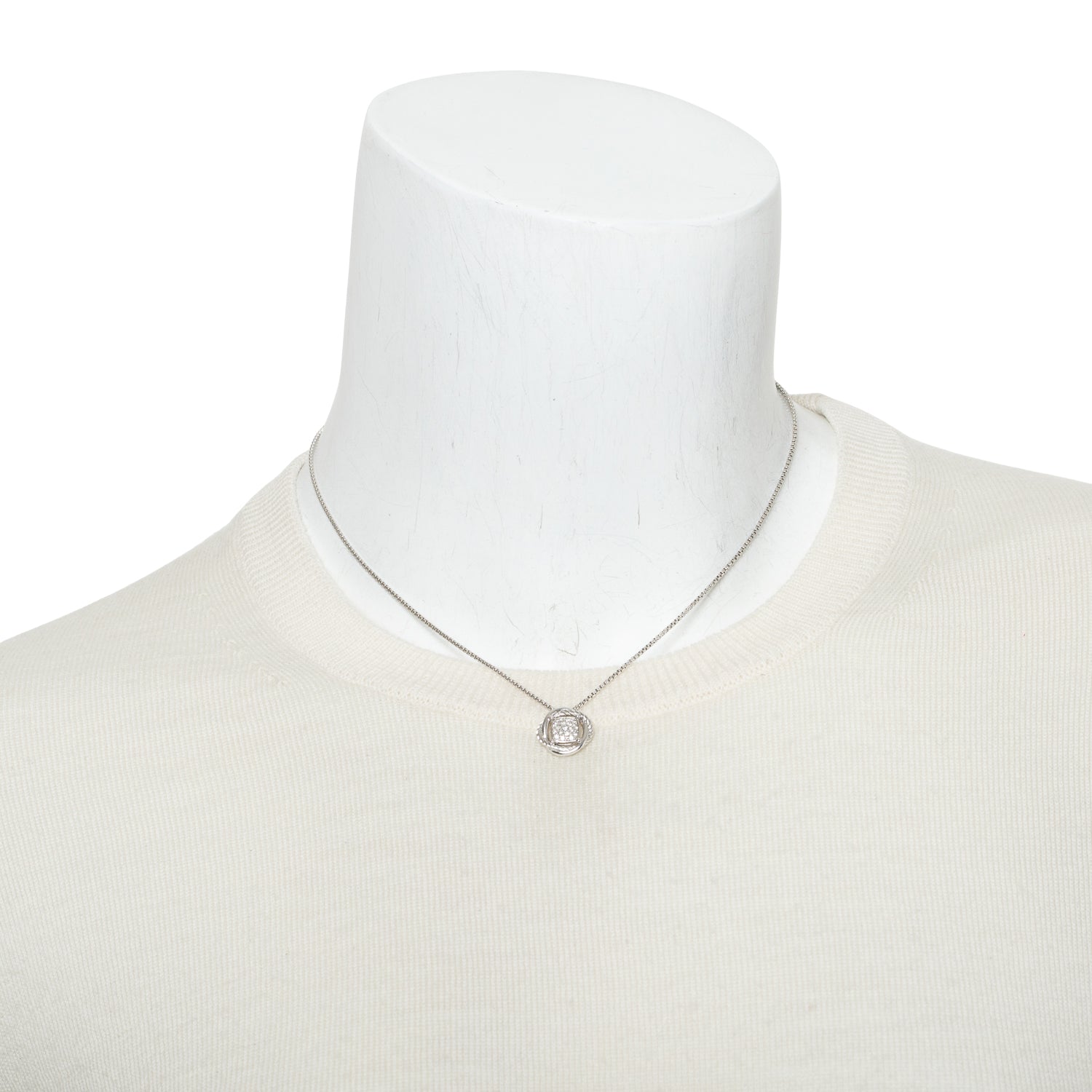 David Yurman Sterling Diamond Infinity Pendant Necklace