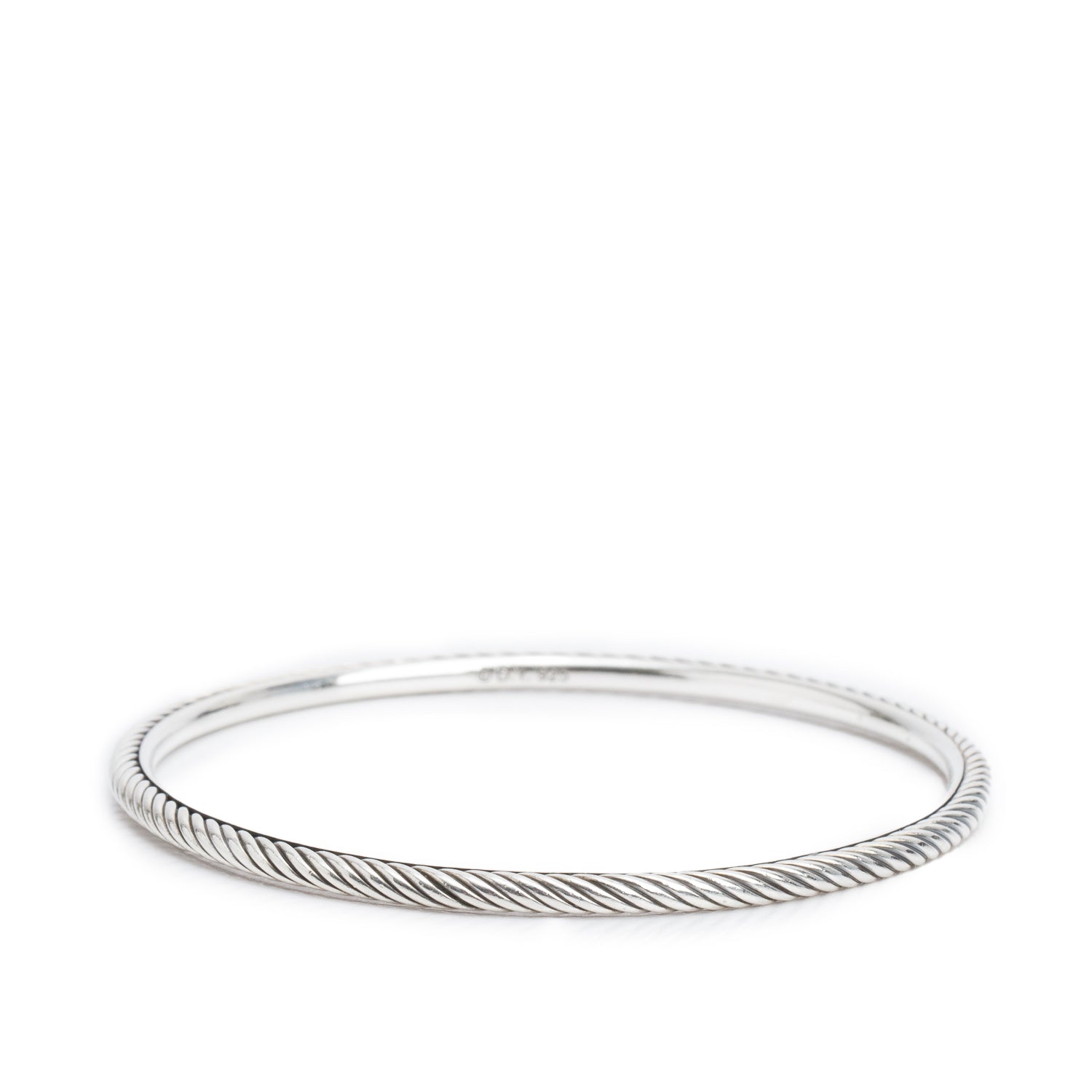 David Yurman Sterling Silver 3 MM Sculpted Cable Bangle Bracelet