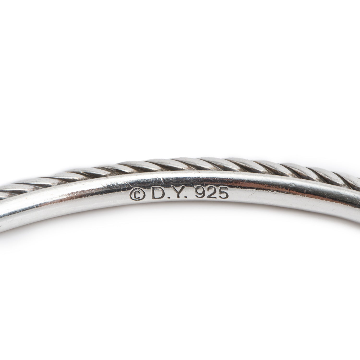 David Yurman Sterling Silver 3 MM Sculpted Cable Bangle Bracelet