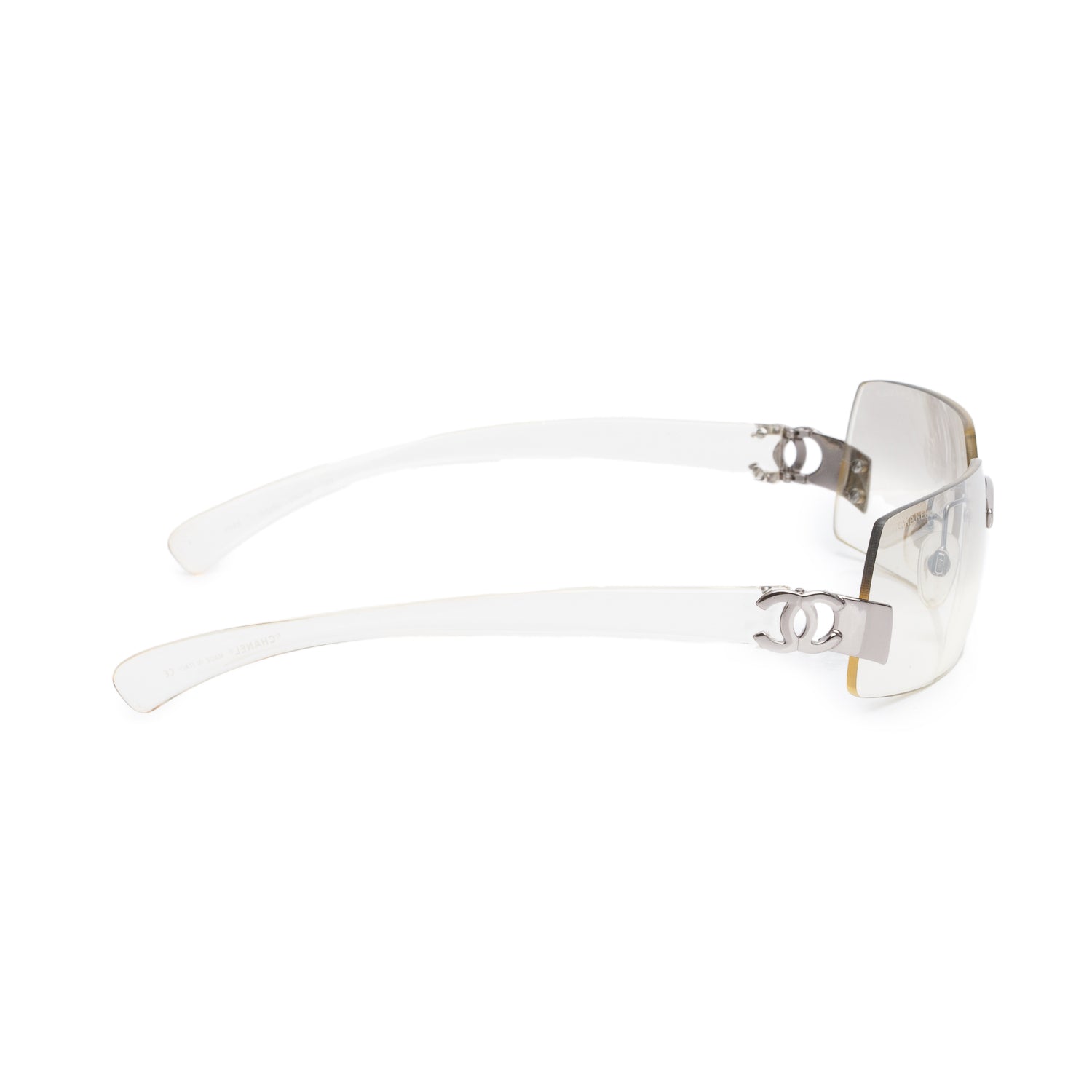 Chanel 4048 Clear Gradient CC Logo Rimless Sunglasses w/ Case