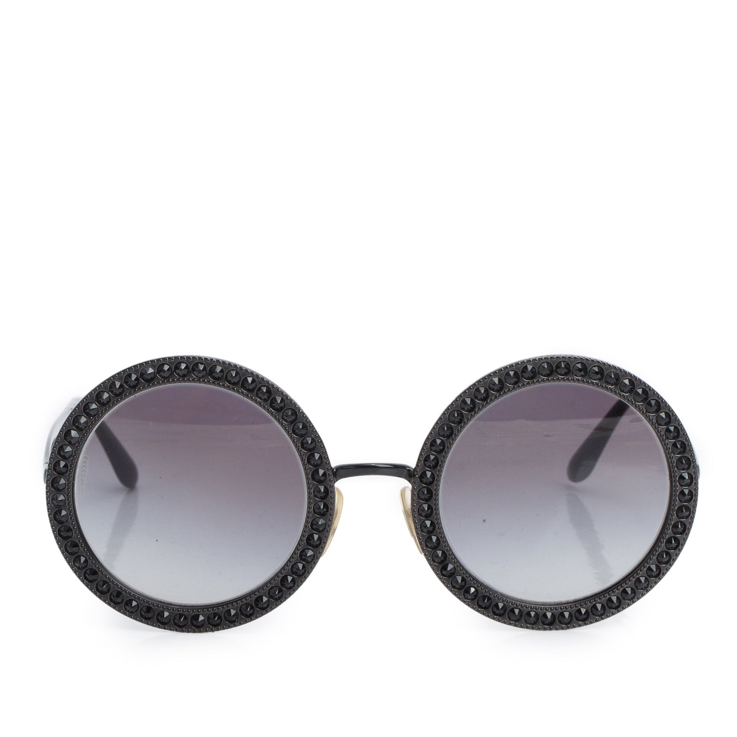 Dolce & Gabbana 2170-B Black Round Crystal Sunglasses w/ Case