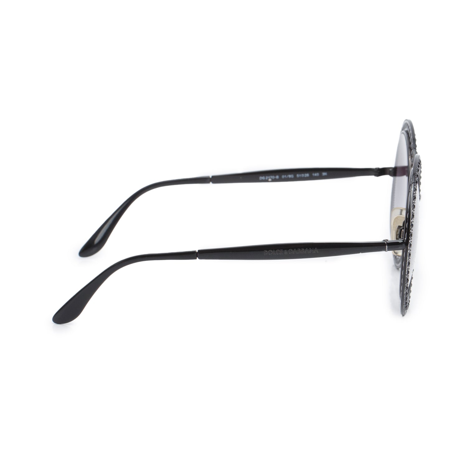 Dolce & Gabbana 2170-B Black Round Crystal Sunglasses w/ Case