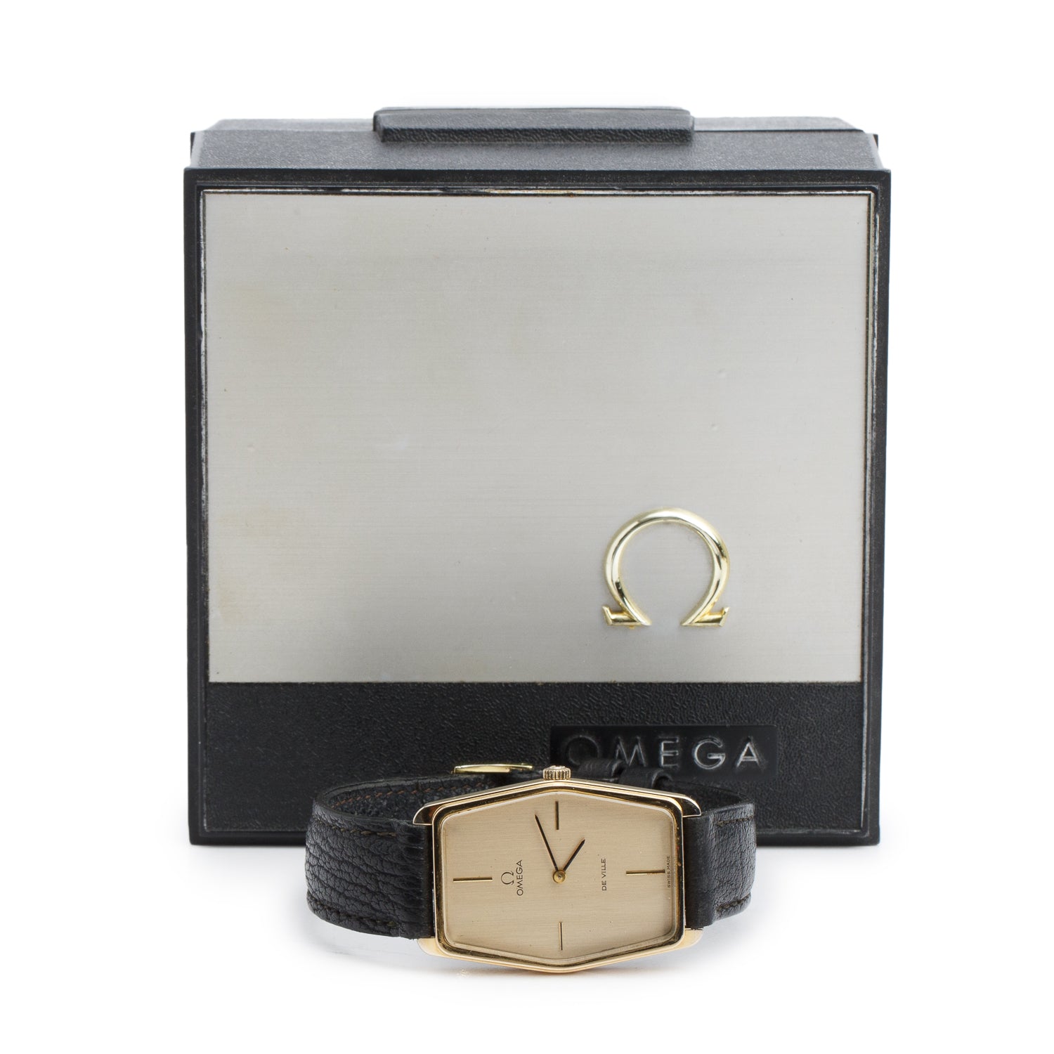 Omega Vintage Gold-Plated Stainless Steel De Ville 28 MM Manual Watch Gold Dial w/ Box