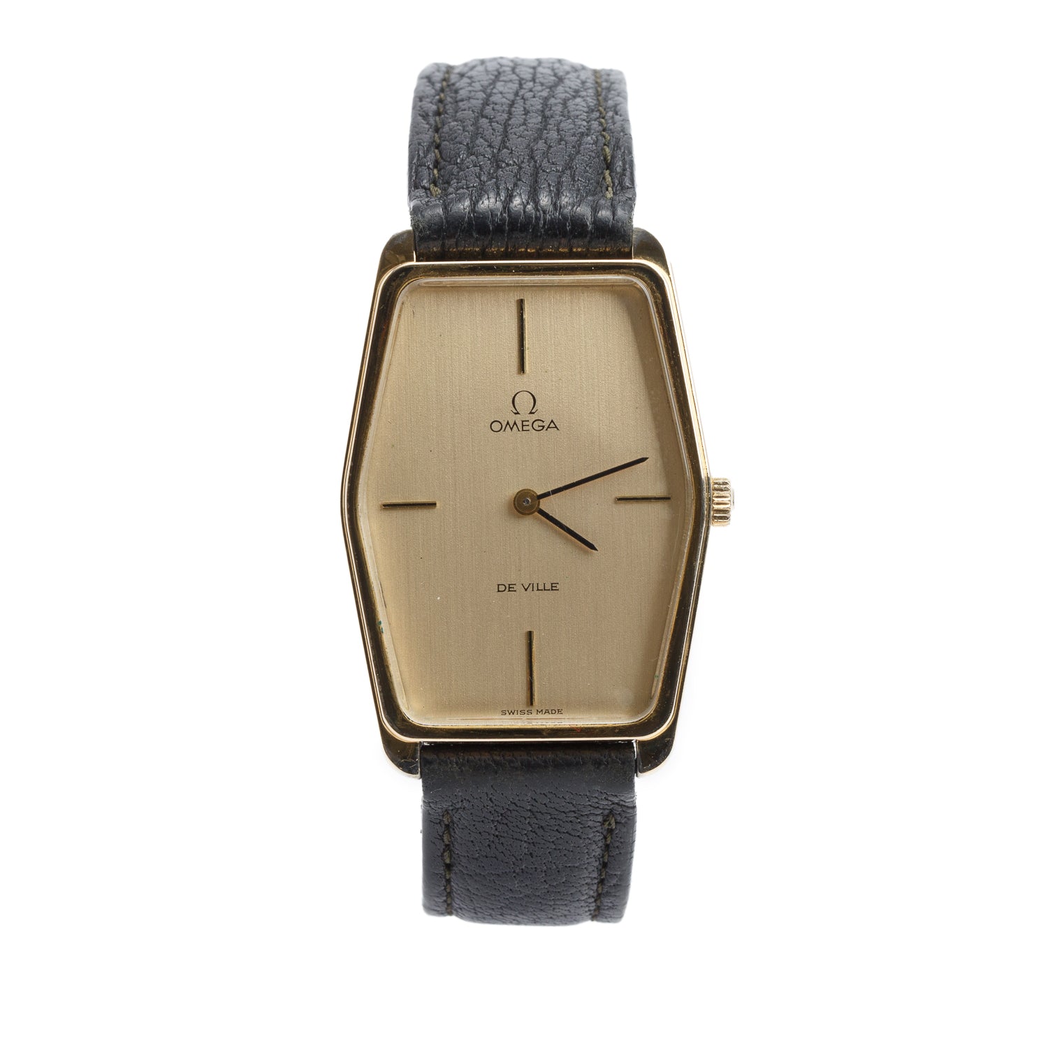 Omega Vintage Gold-Plated Stainless Steel De Ville 28 MM Manual Watch Gold Dial w/ Box