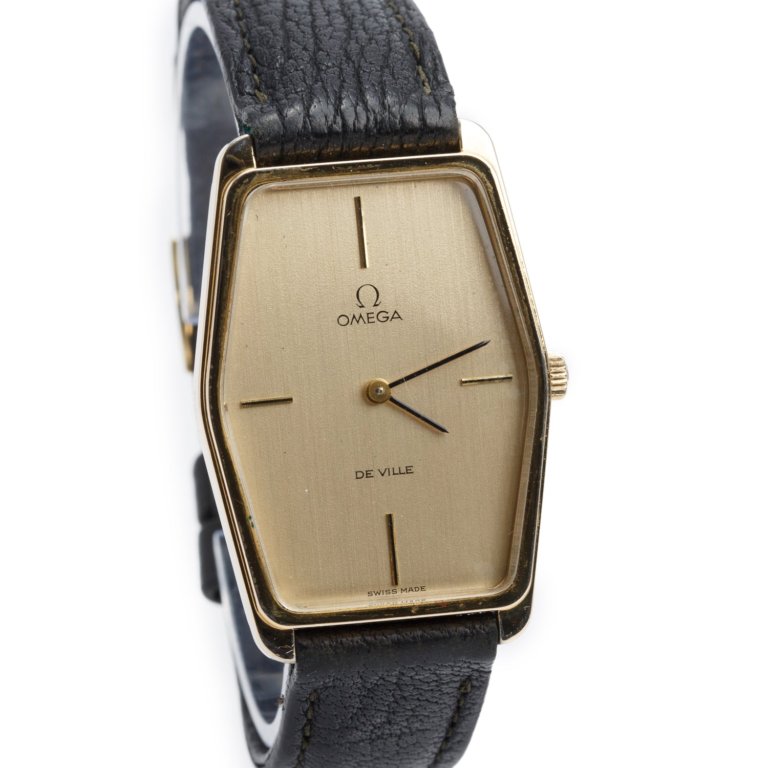 Omega Vintage Gold-Plated Stainless Steel De Ville 28 MM Manual Watch Gold Dial w/ Box