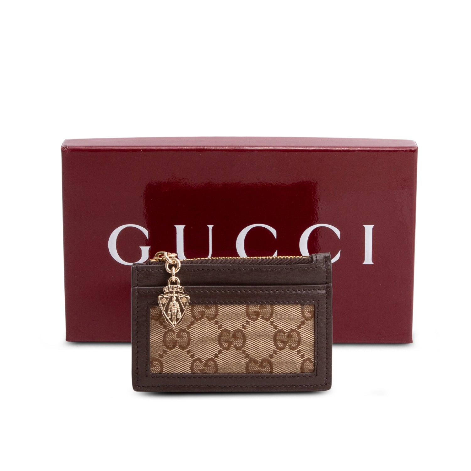 Gucci GG Supreme Monogram Calfskin Luce Card Holder w/ Box