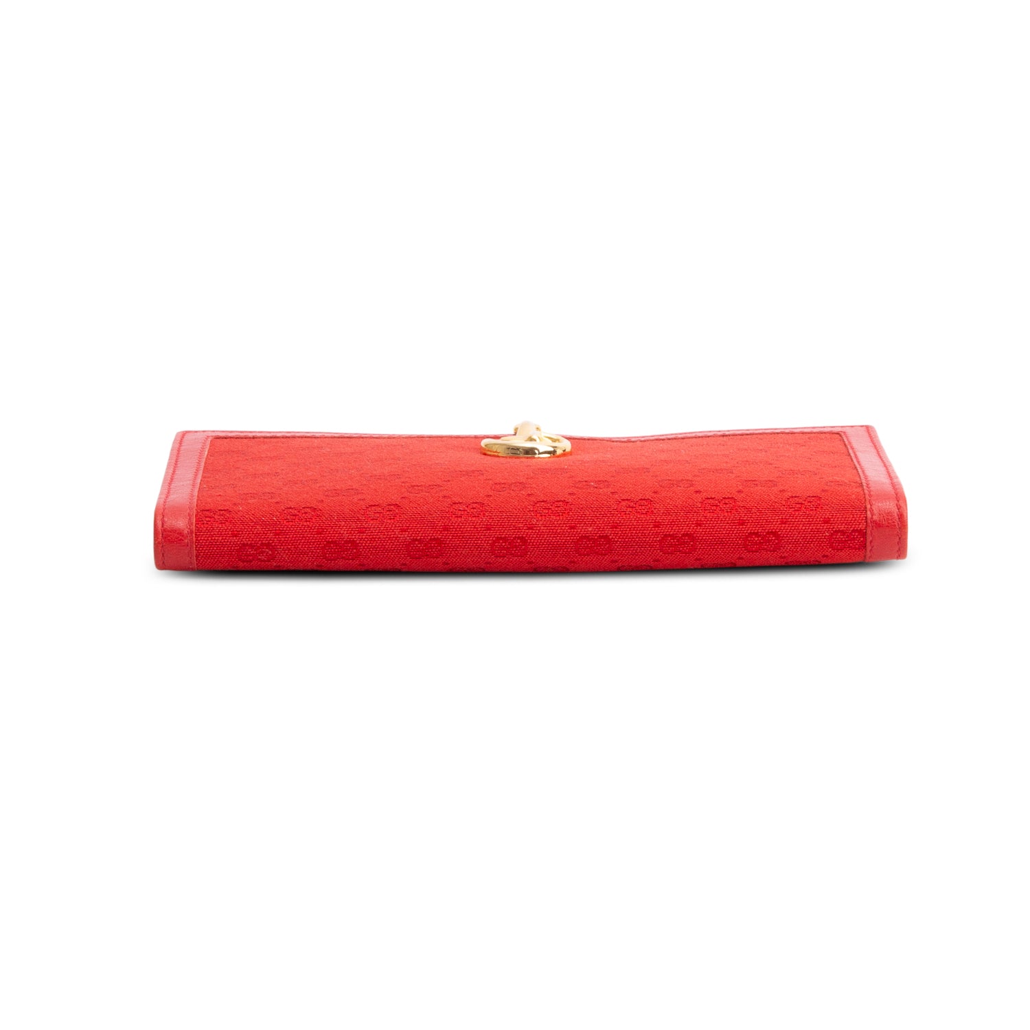 Gucci Red Canvas GG Diamante Horsebit Continental Wallet w/ Box