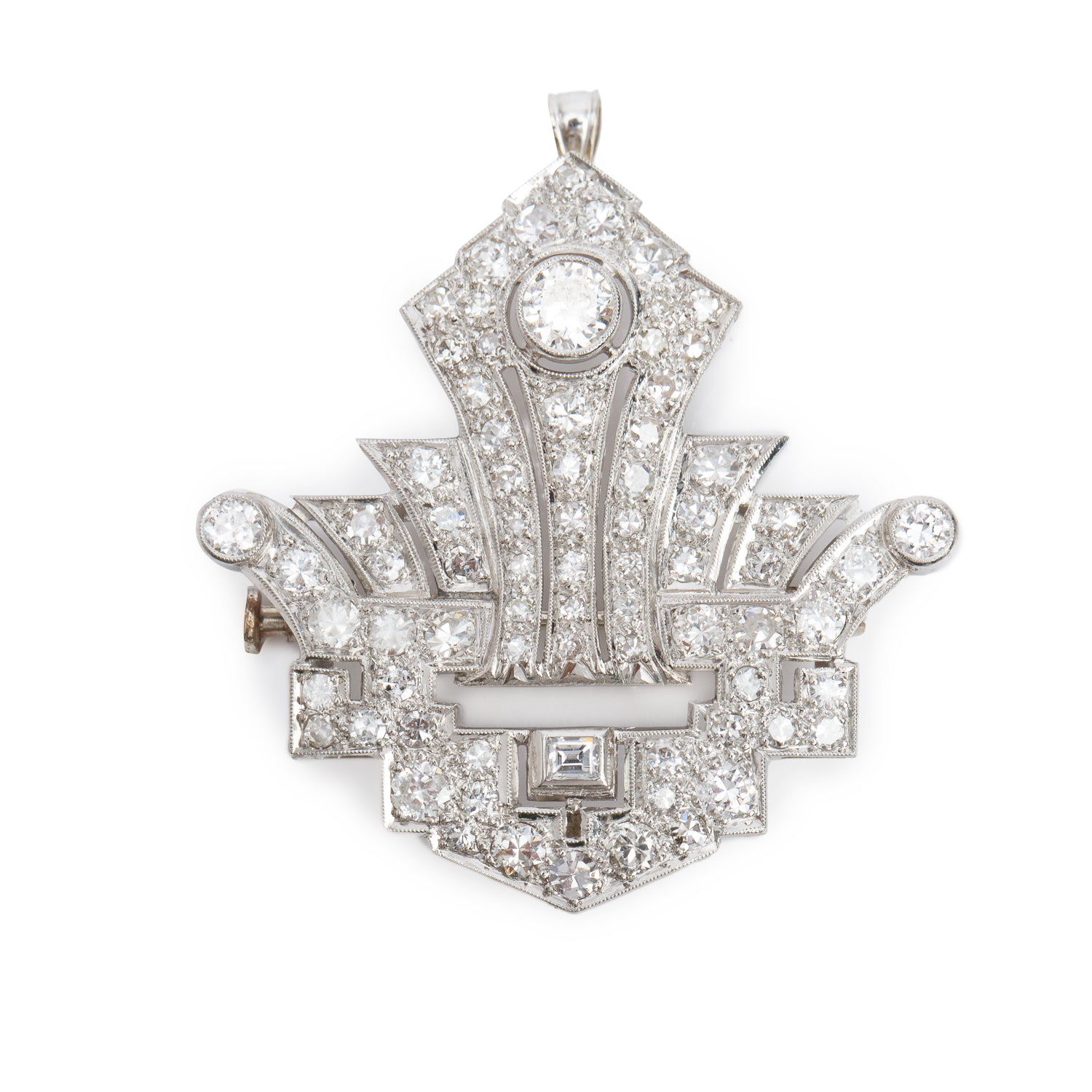 Antique Platinum Diamond Pin Brooch