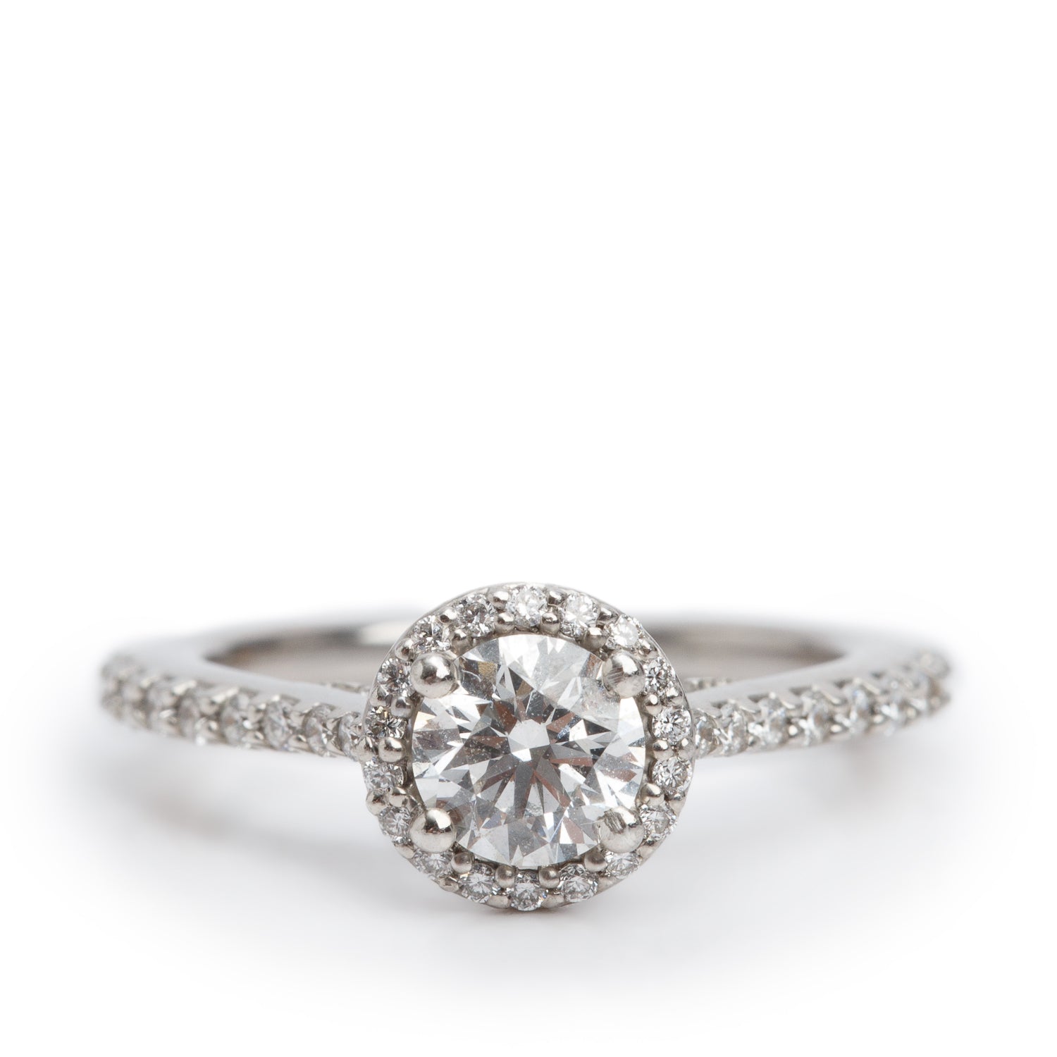 Birks 18k White Gold & Platinum 0.55 ct. Round Cut Diamond Engagement Ring, Size 4