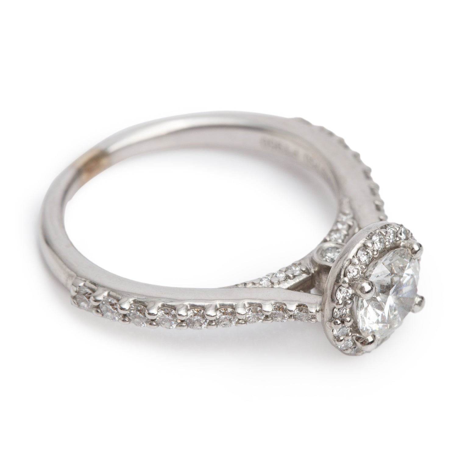 Birks 18k White Gold & Platinum 0.55 ct. Round Cut Diamond Engagement Ring, Size 4
