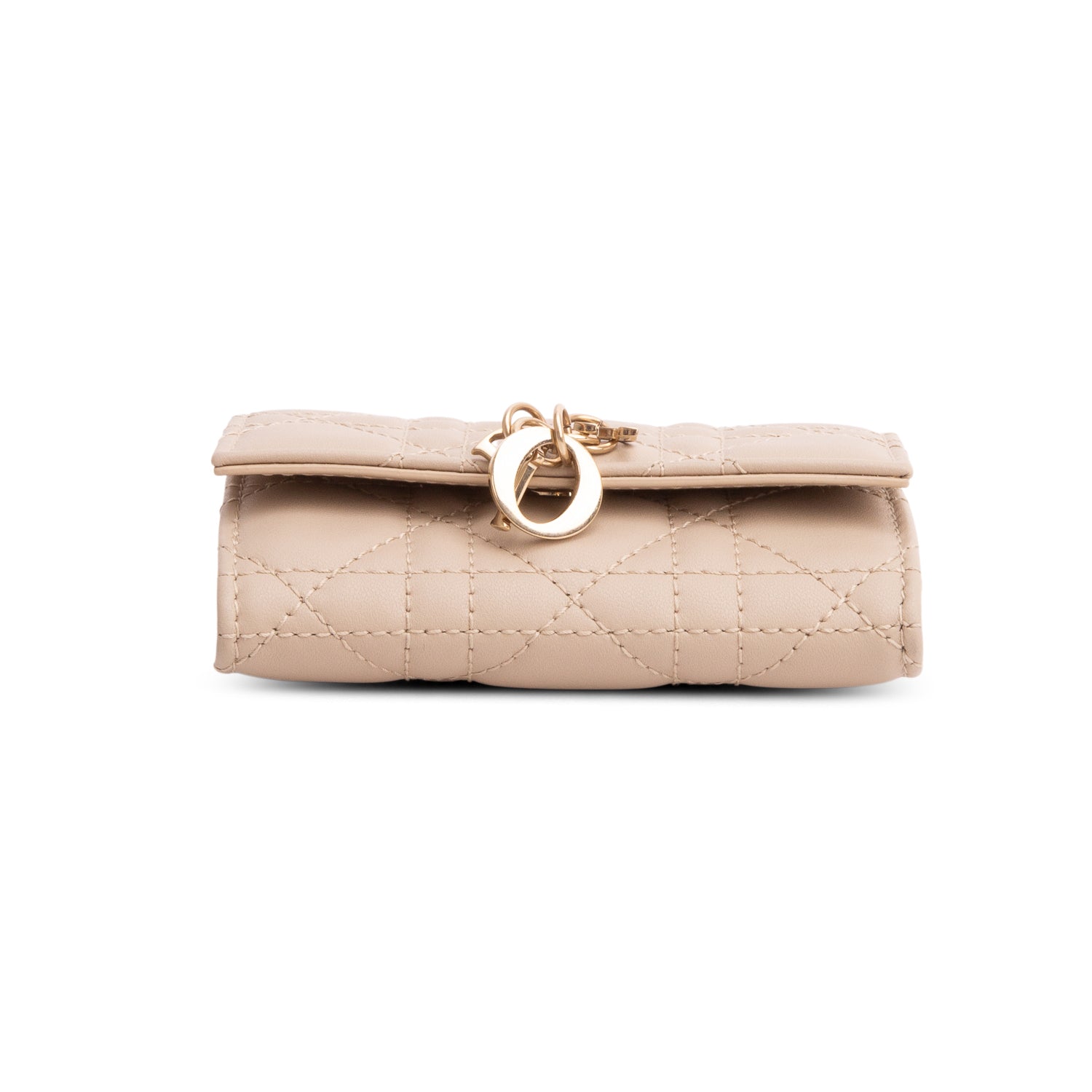 Christian Dior 2023 Beige Lambskin Cannage Lady Glycine Wallet w/ Box