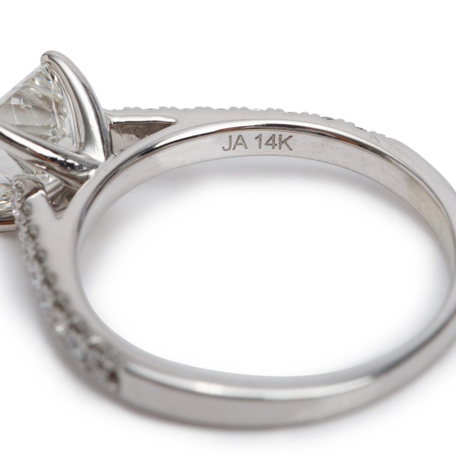 14k White Gold 1.00 ct. Princess Cut Diamond Engagement Ring & Half Eternity Band Ring Set, Size 5 w/ GIA Certificate