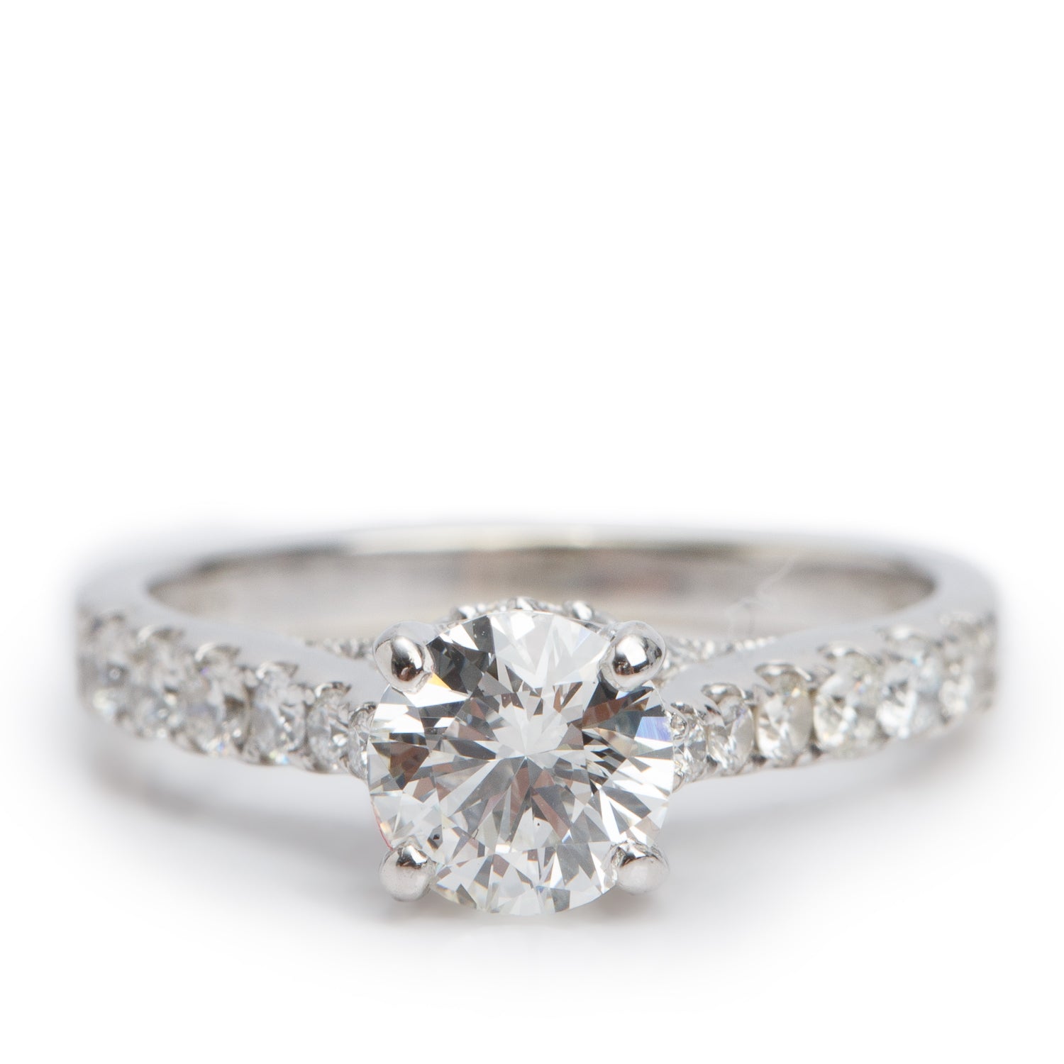 14k White Gold 0.72 ct. Round Cut Diamond Engagement Ring, Size 5 w/ GIA Certificate