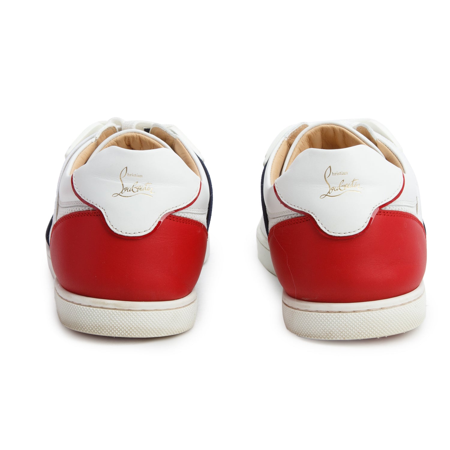 Christian Louboutin Tricolor Leather Canvas Elastikid Spike Flat Sneakers, Men's Size 40 w/ Box