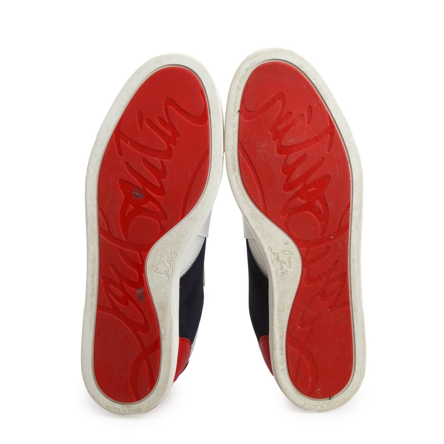 Christian Louboutin Tricolor Leather Canvas Elastikid Spike Flat Sneakers, Men's Size 40 w/ Box