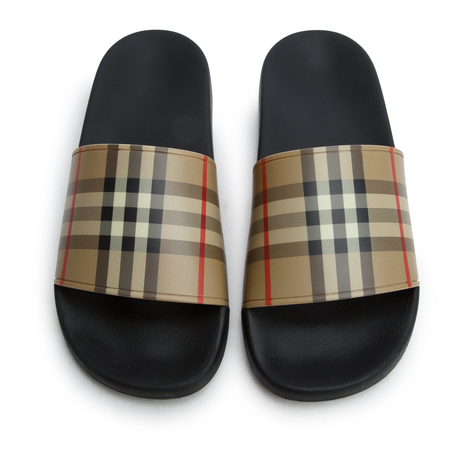 Burberry Beige Nova Check Rubber Slides, Size 41 w/ Box