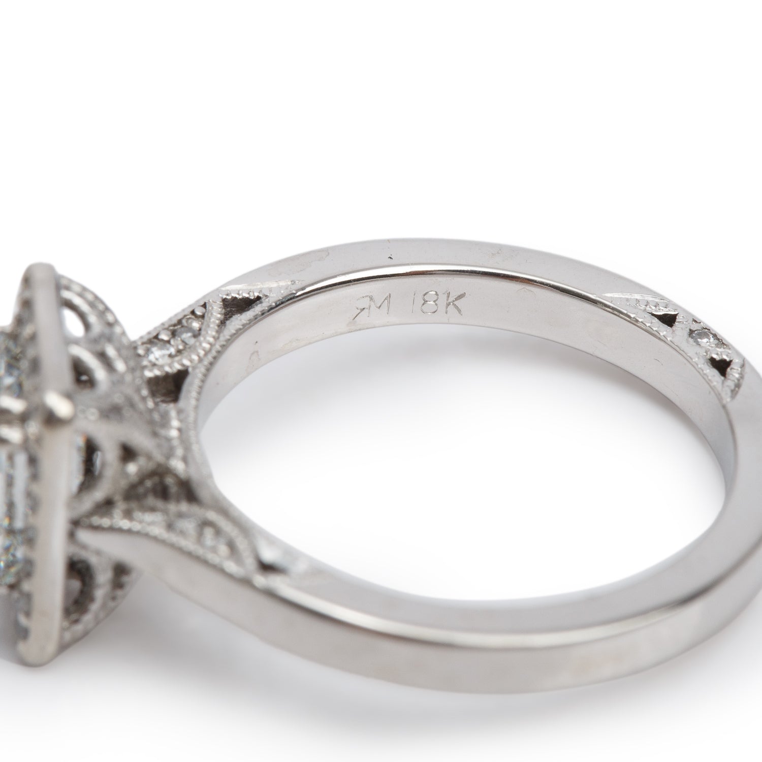 18k White Gold 1.00 ct. Emerald Cut Diamond Engagement Ring, Size 5