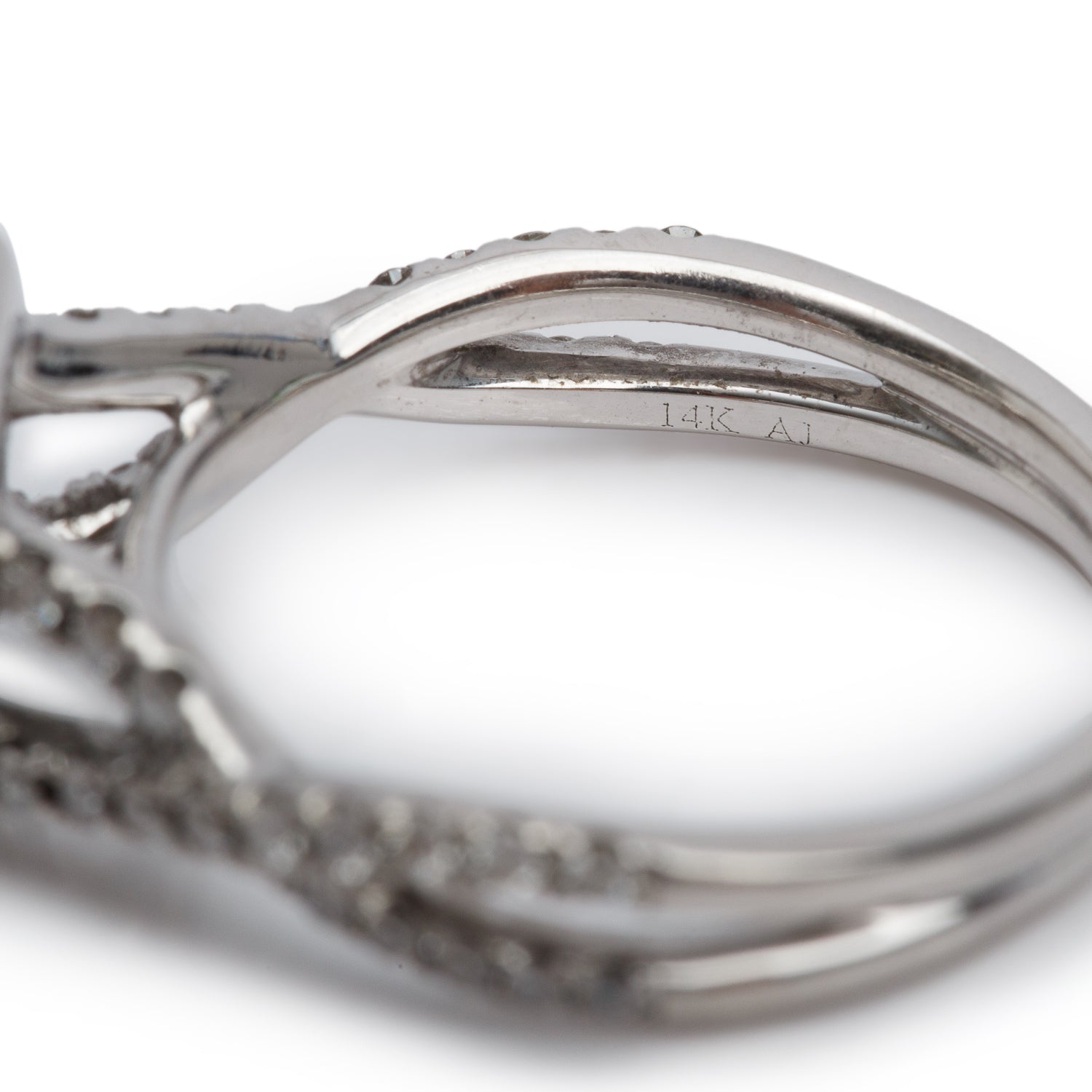 14k White Gold 0.72 ct. Princess Cut Diamond Engagement Ring & Half Eternity Band Ring Set, Size 6 w/ GIA Certificate