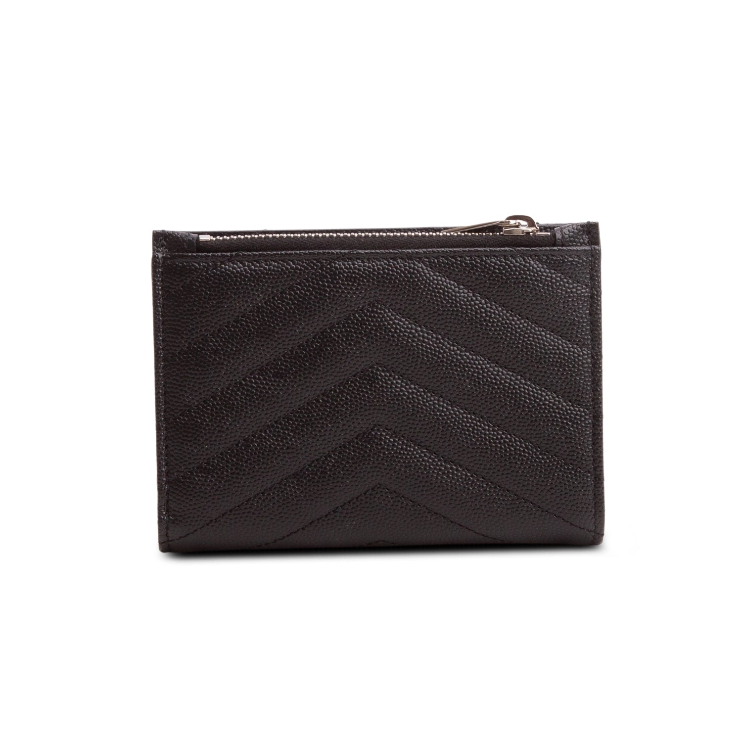 Saint Laurent 2022 Black Grain de Poudre Cassandre Matelasse Fragments Bi-Fold Wallet w/ Box & Receipt