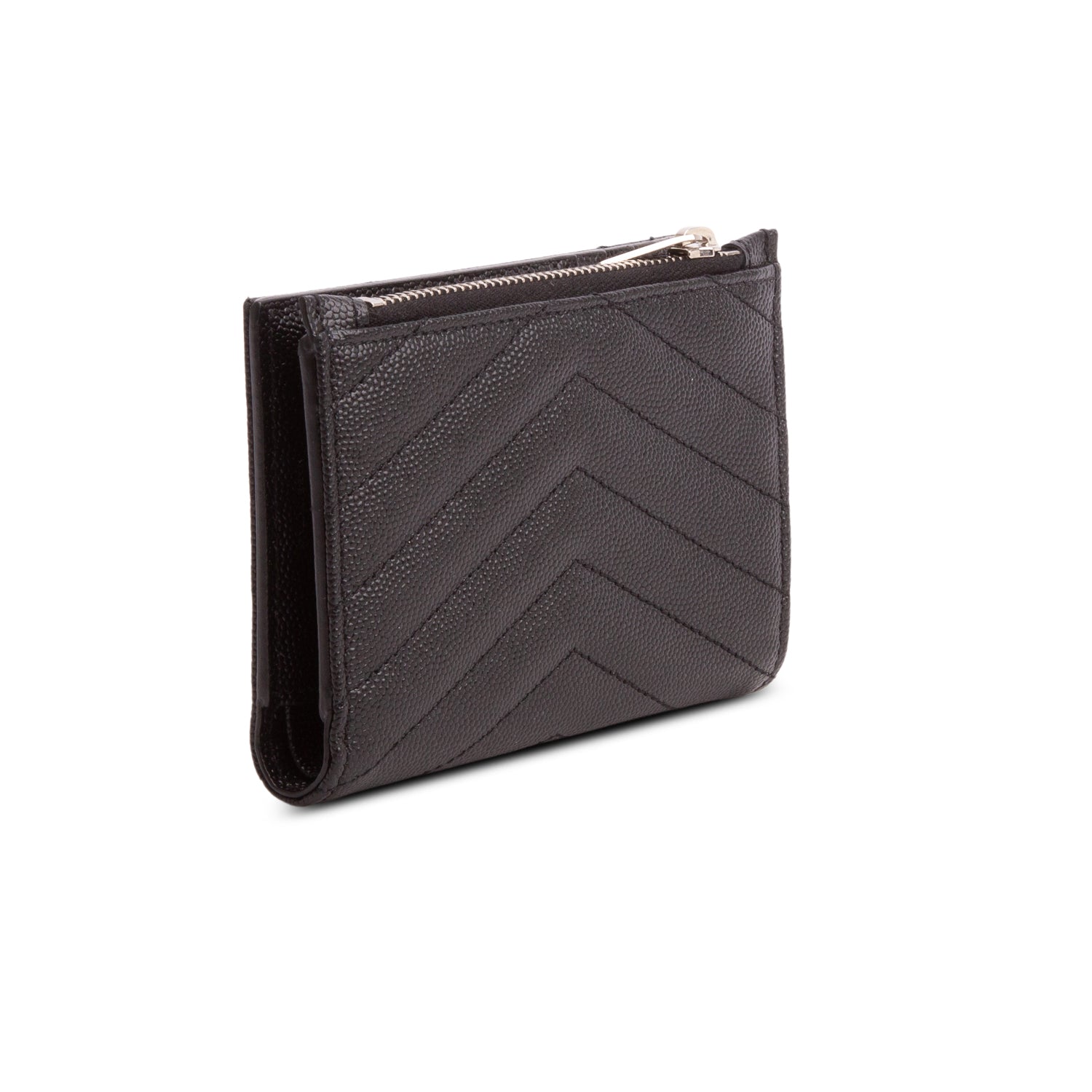 Saint Laurent 2022 Black Grain de Poudre Cassandre Matelasse Fragments Bi-Fold Wallet w/ Box & Receipt