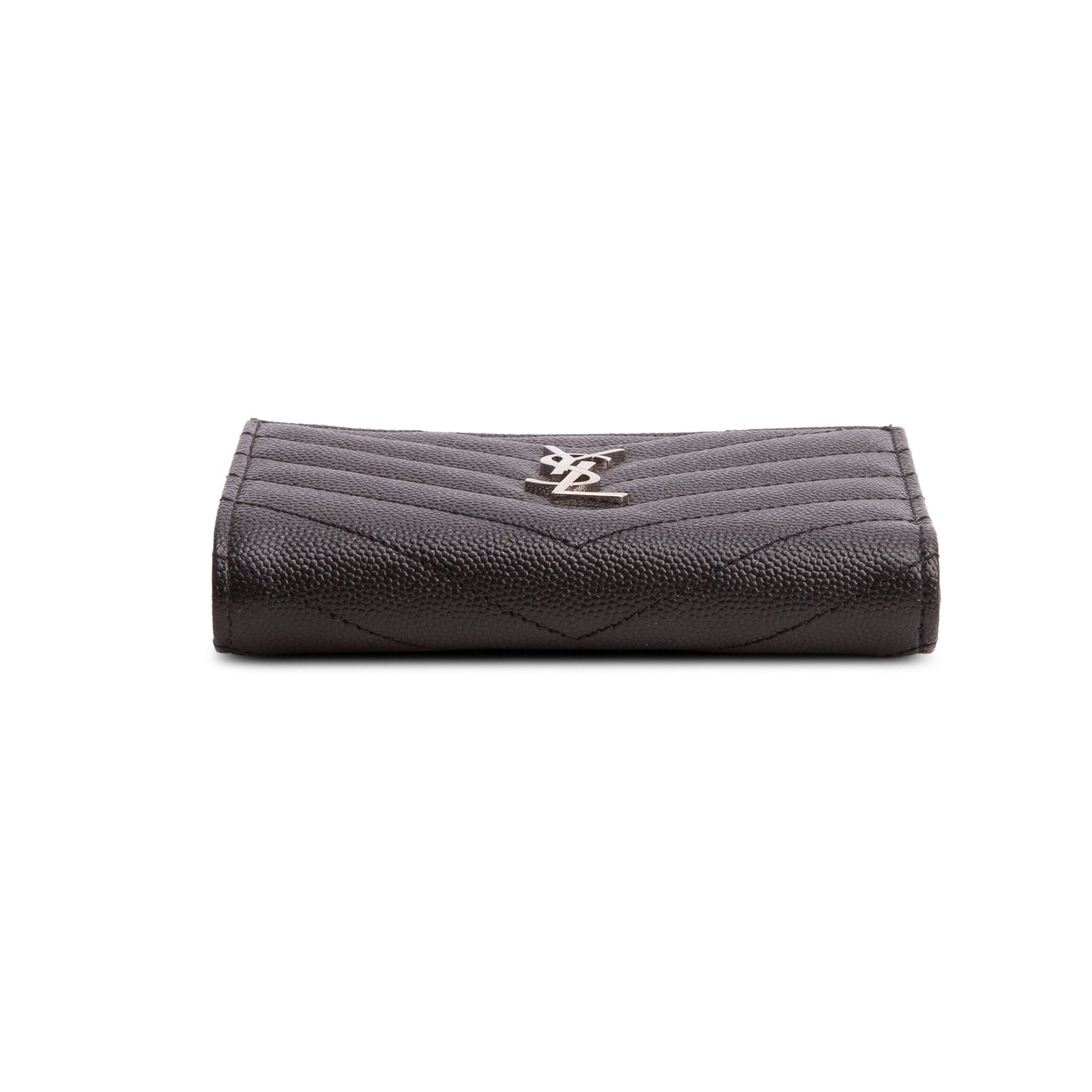 Saint Laurent 2022 Black Grain de Poudre Cassandre Matelasse Fragments Bi-Fold Wallet w/ Box & Receipt