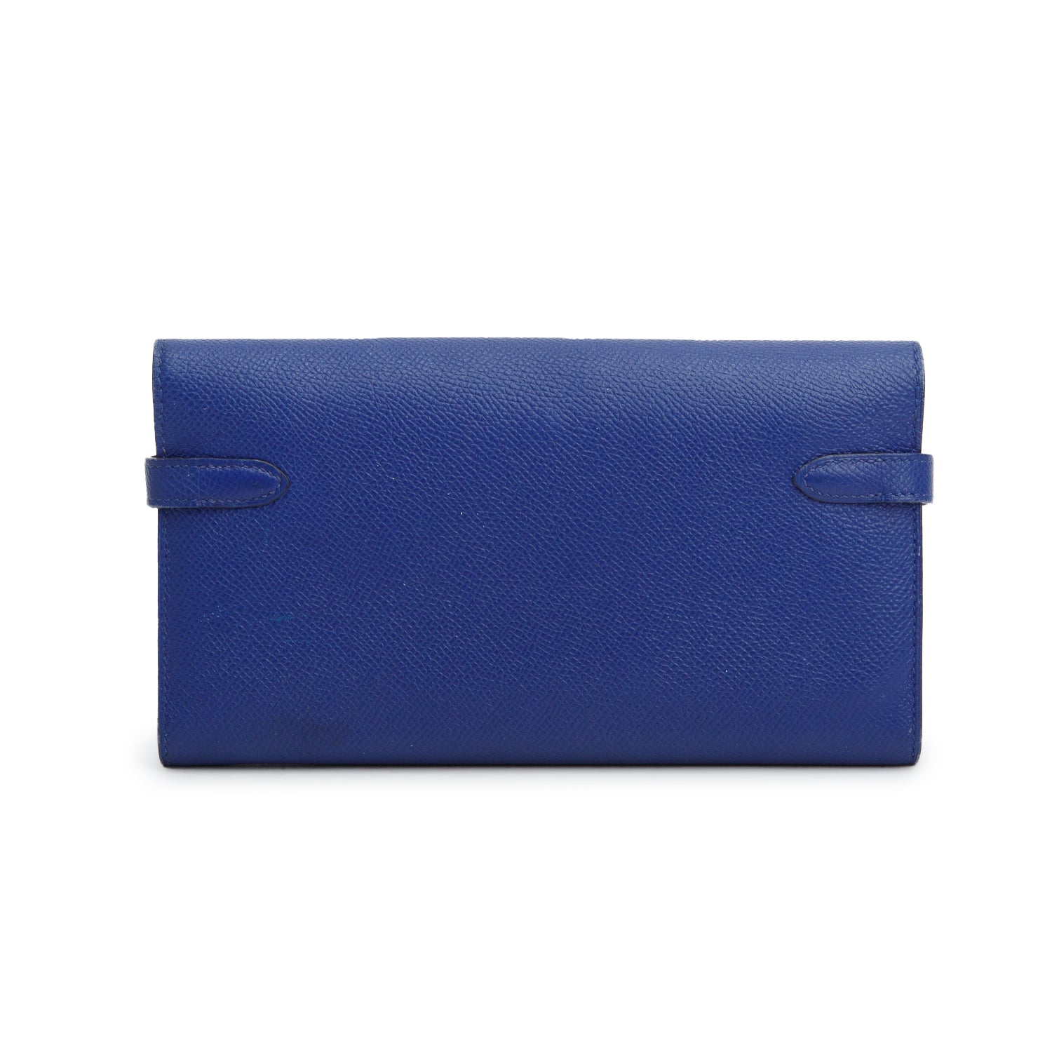 Hermes Bleu Royal Epsom Leather Kelly Wallet To Go w/ Strap